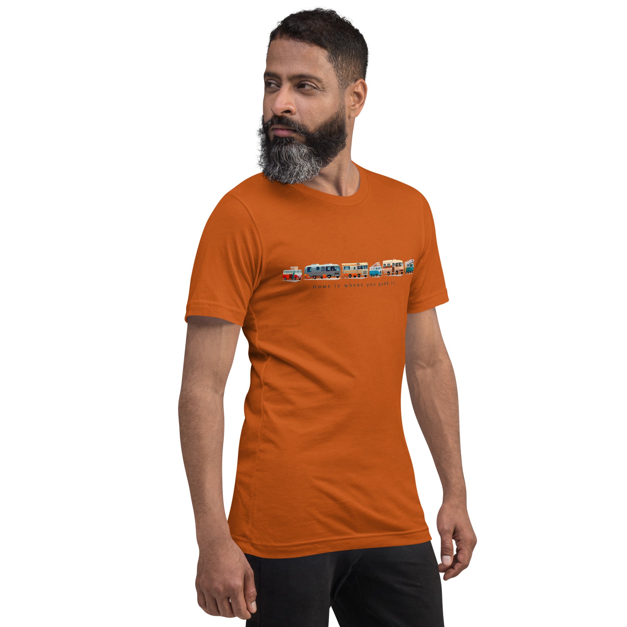 Unisex cotton t-shirt Vintage Campers on bright colors