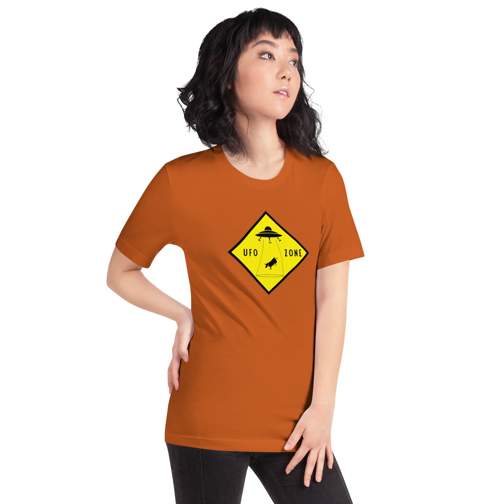 Unisex cotton t-shirt UFO Zone on bright colors