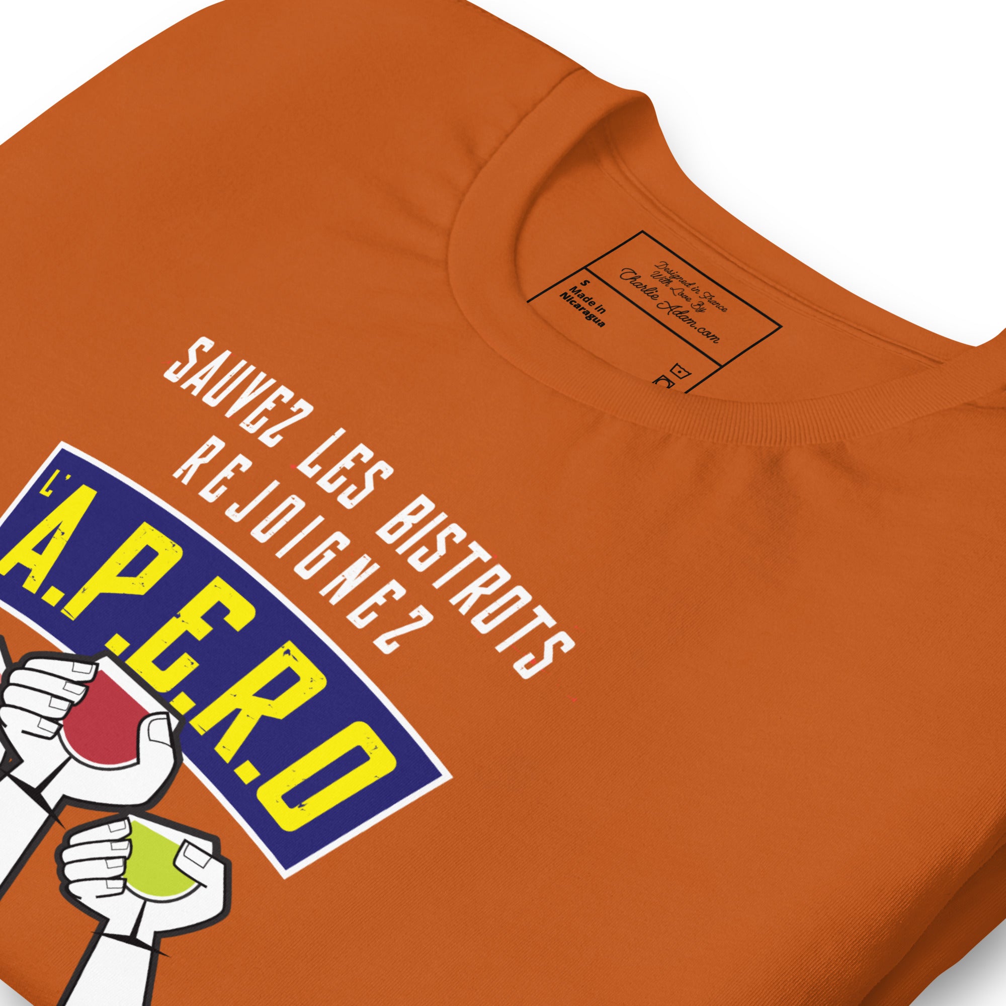 Unisex t-shirt Sauvez les Bistrots, rejoignez l'Apéro on bright colors