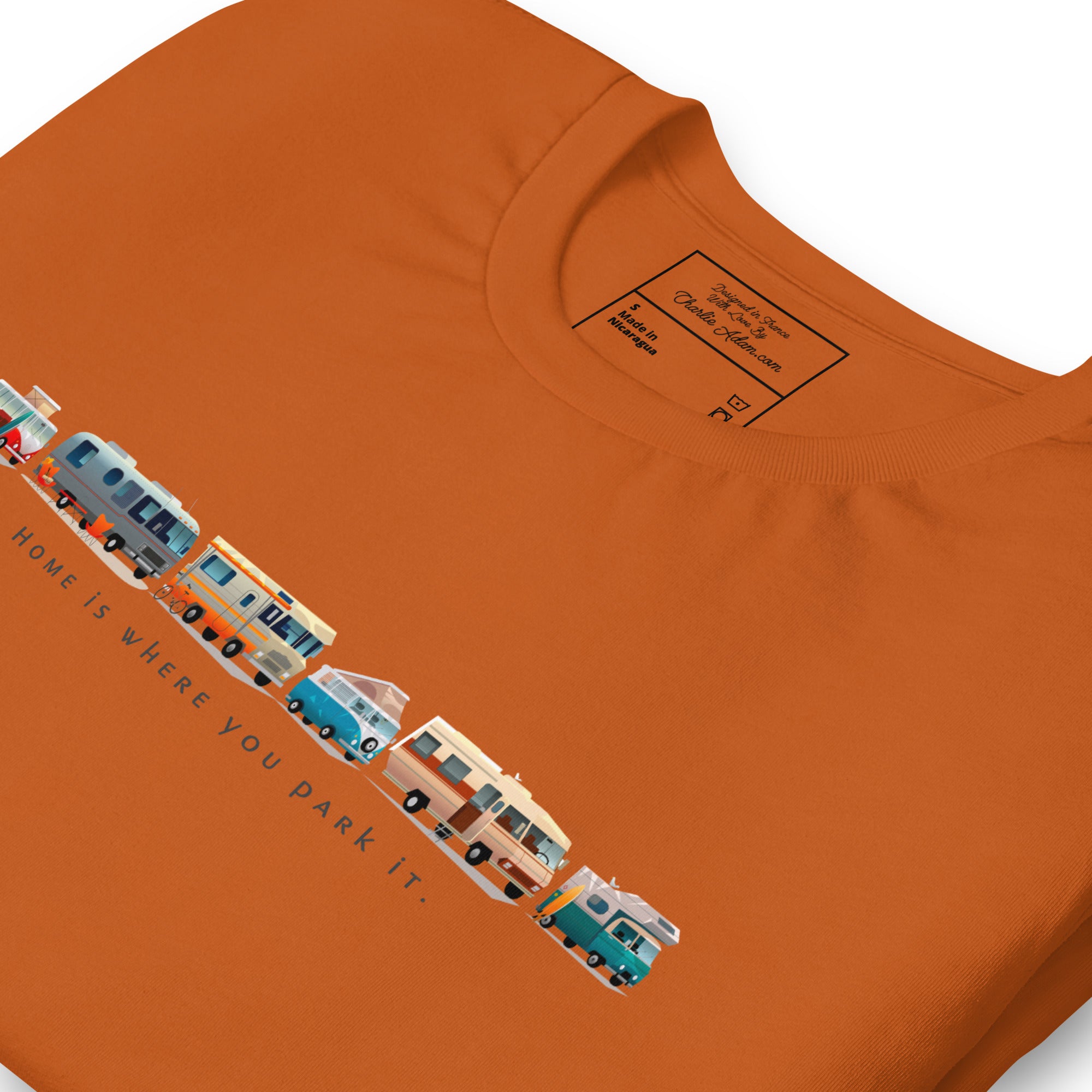 Unisex cotton t-shirt Vintage Campers on bright colors