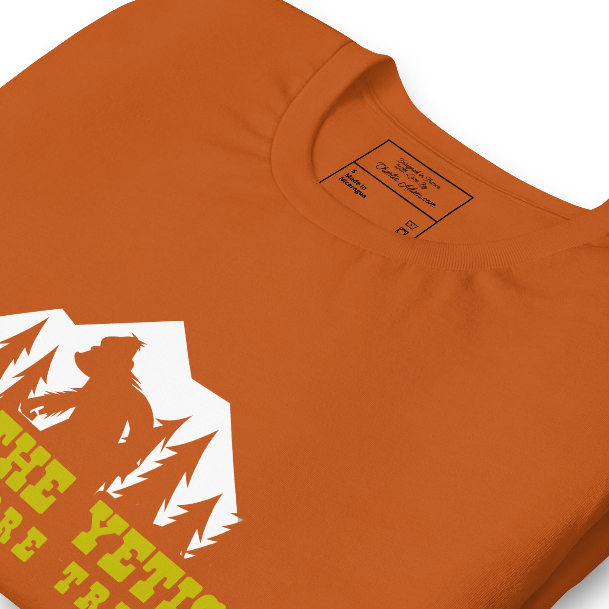 Unisex cotton t-shirt Save the Yetis Plant more Trees on bright colors (front & back)