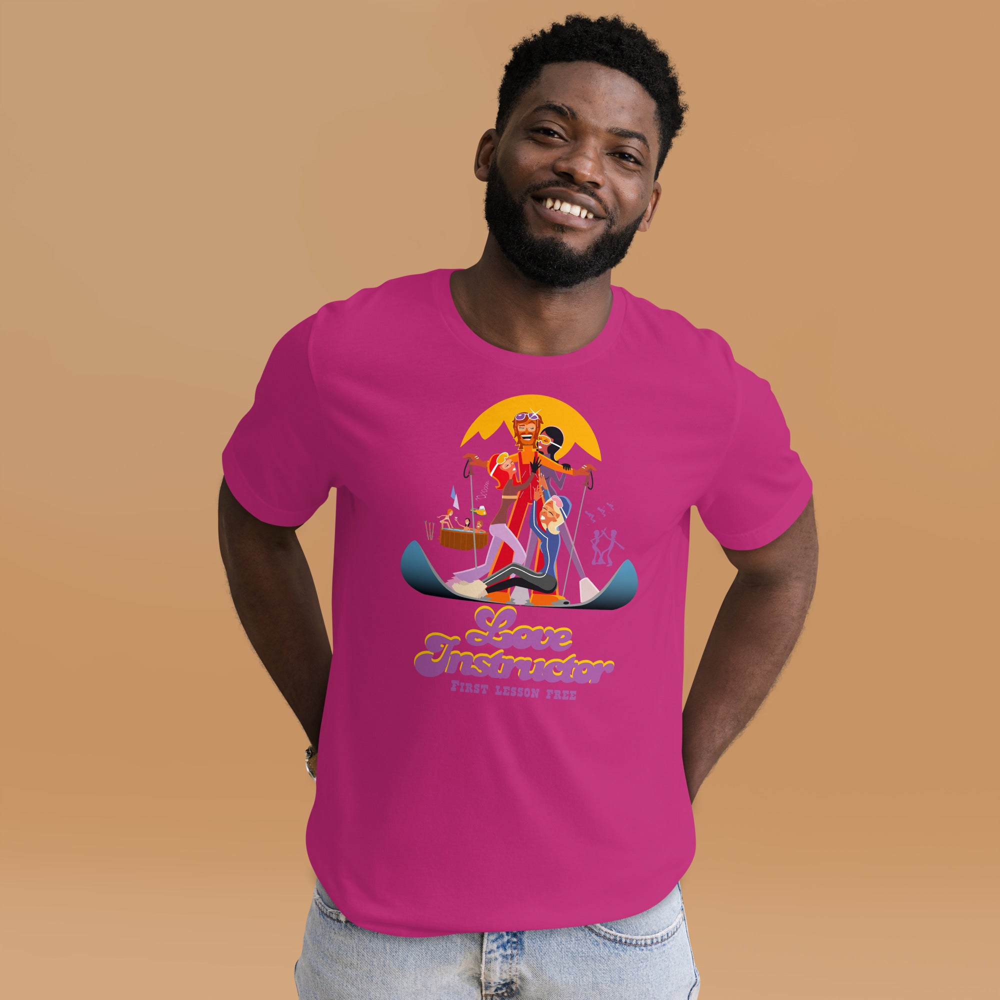 T-shirt en coton unisexe Love instructor First lesson free sur couleurs vives