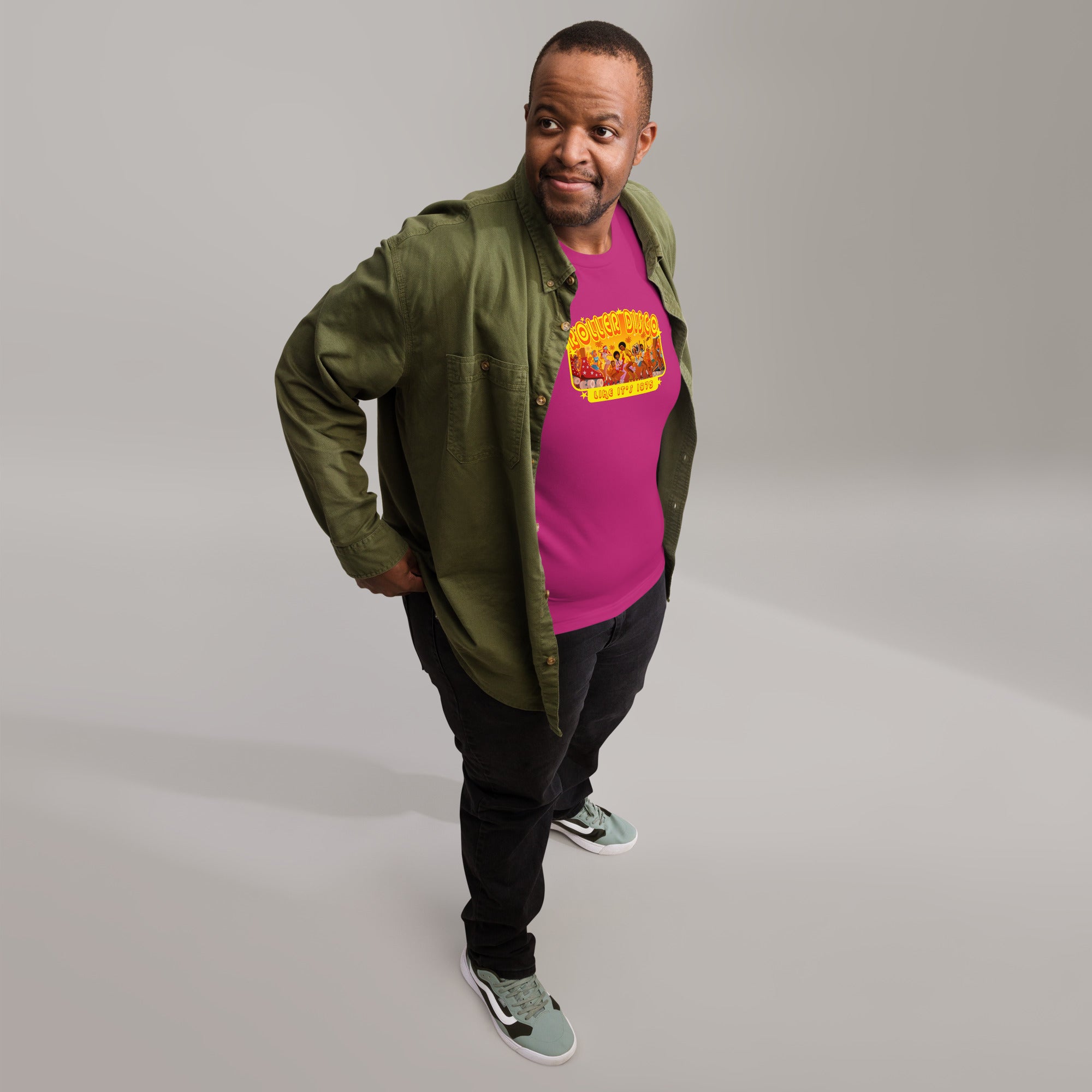 T-shirt en coton unisexe Roller Disco 1975 sur couleurs vives