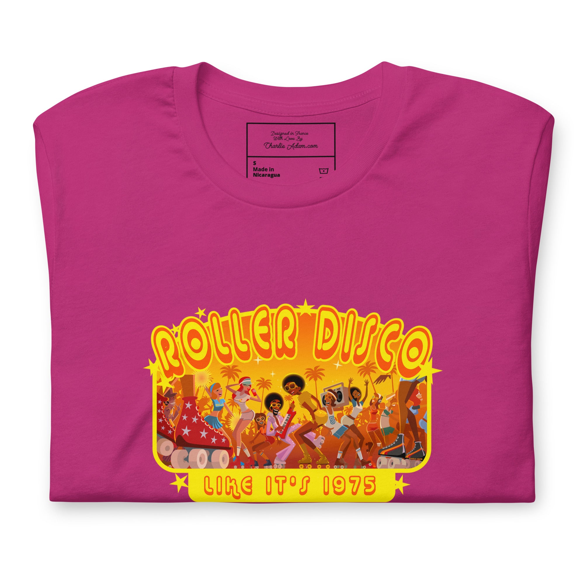 T-shirt en coton unisexe Roller Disco 1975 sur couleurs vives