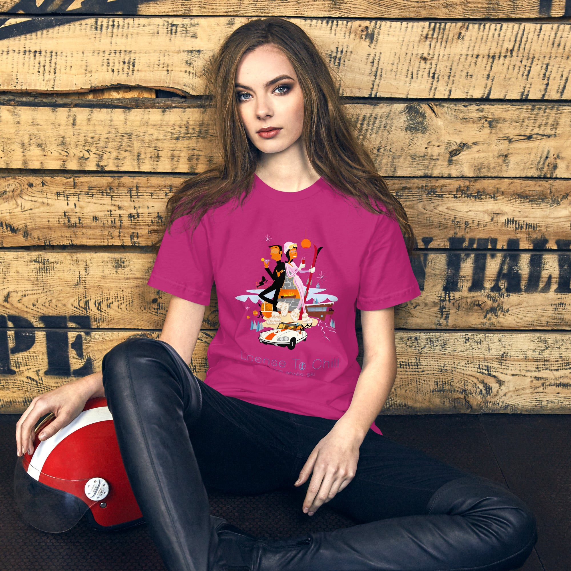 Unisex cotton t-shirt License to Chill Mission Après-Ski on bright colors