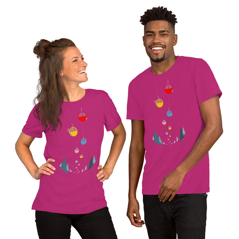 T-shirt en coton unisexe Gondolas in the mist sur couleurs vives