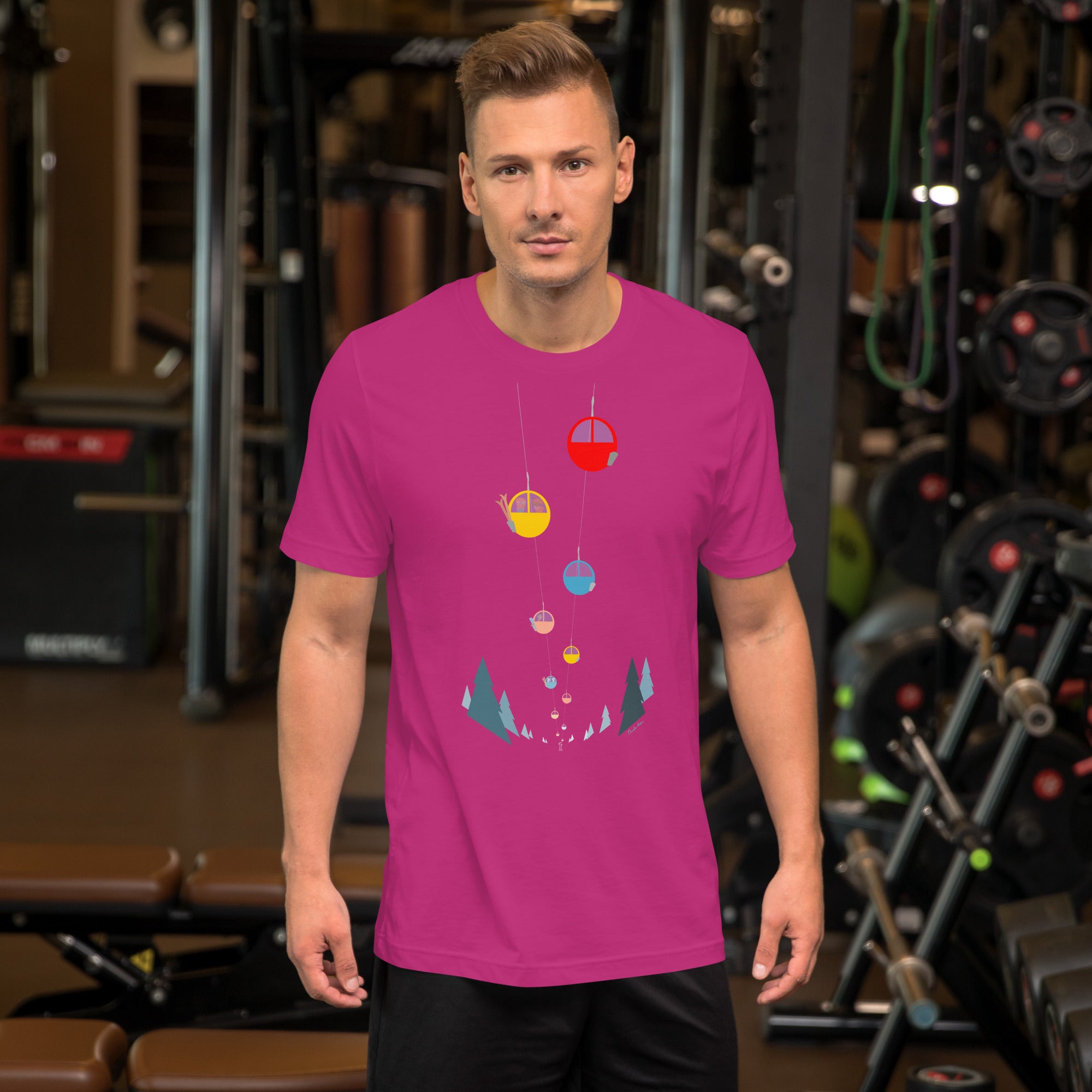 T-shirt en coton unisexe Gondolas in the mist sur couleurs vives