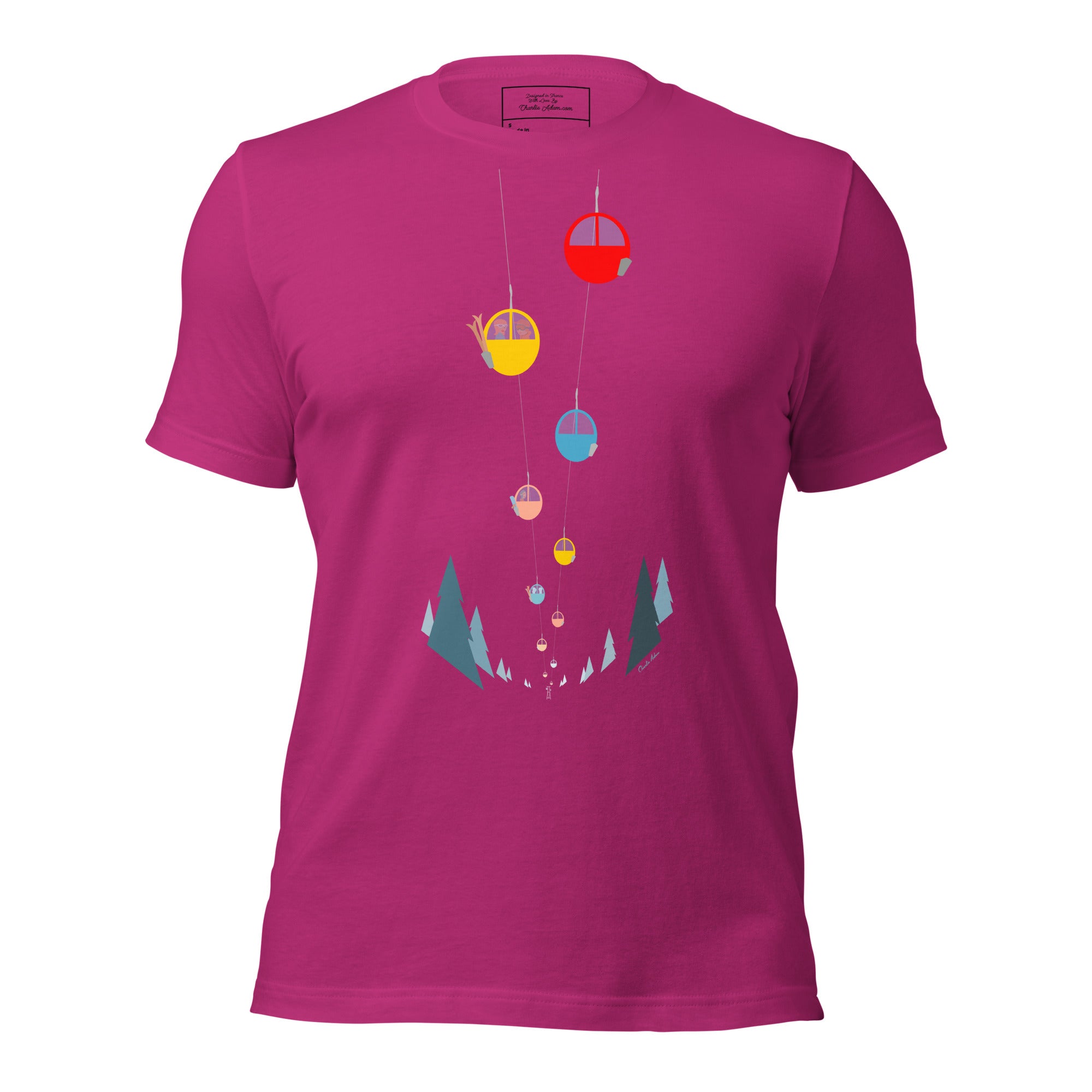 T-shirt en coton unisexe Gondolas in the mist sur couleurs vives