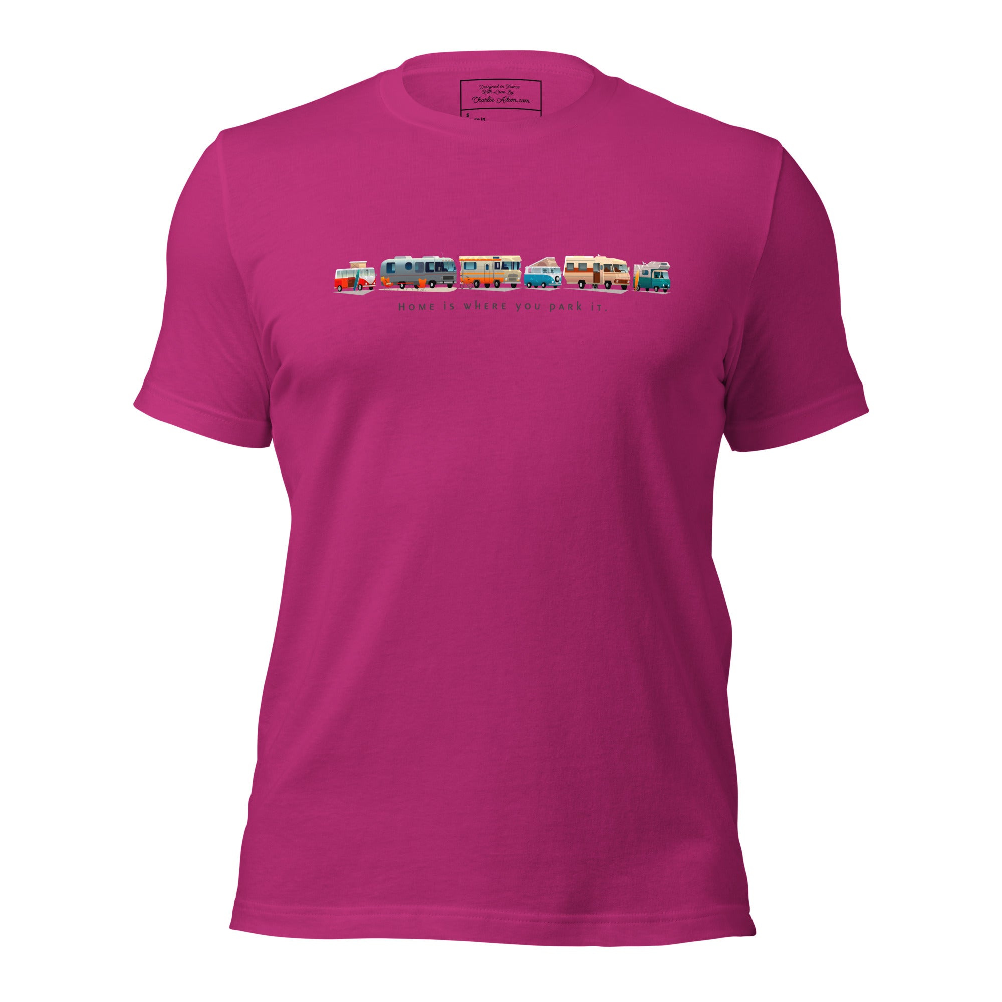 Unisex cotton t-shirt Vintage Campers on bright colors