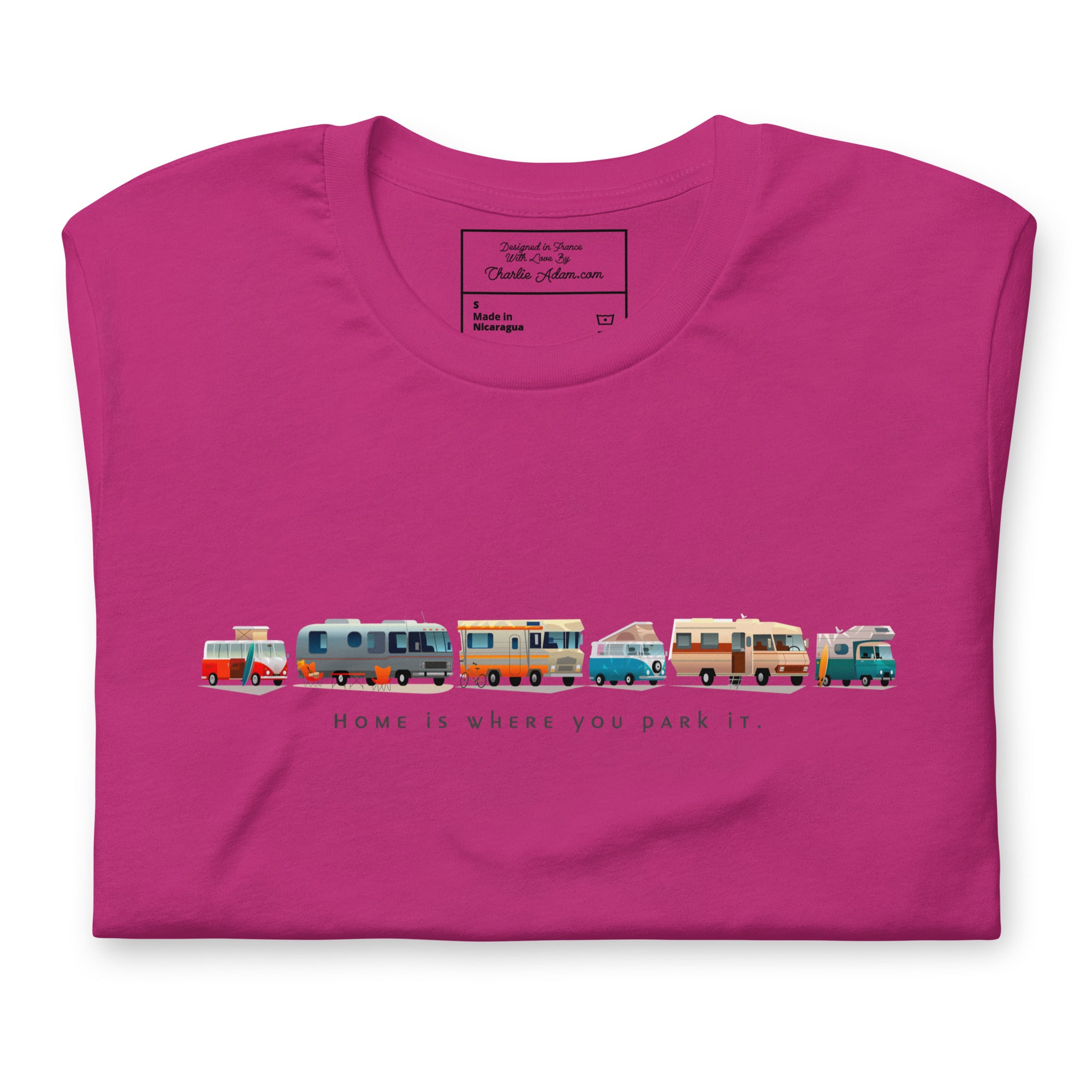 Unisex cotton t-shirt Vintage Campers on bright colors