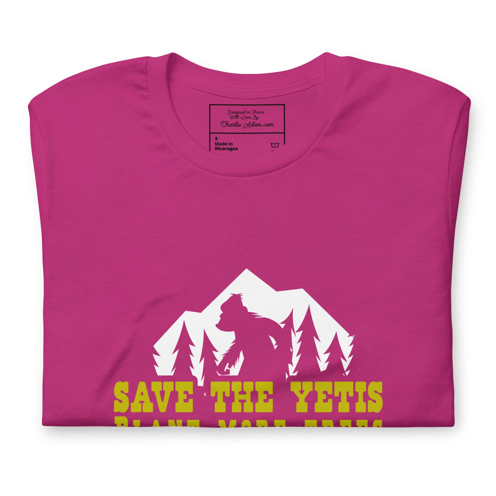 Unisex cotton t-shirt Save the Yetis Plant more Trees on bright colors (front & back)