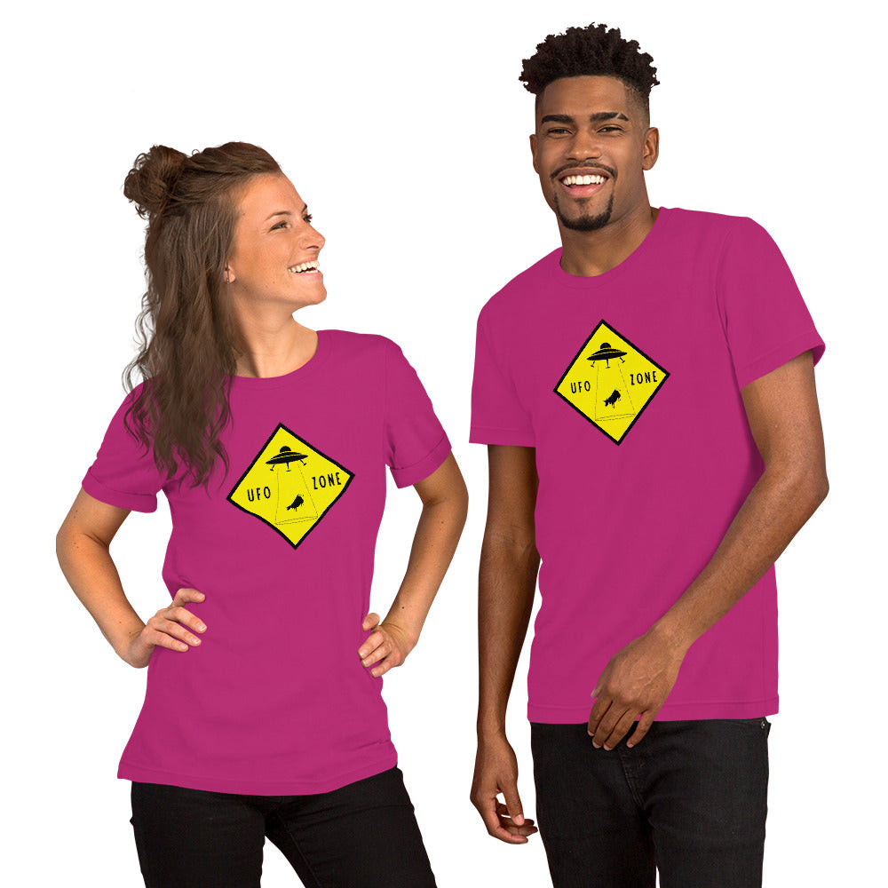 Unisex cotton t-shirt UFO Zone on bright colors