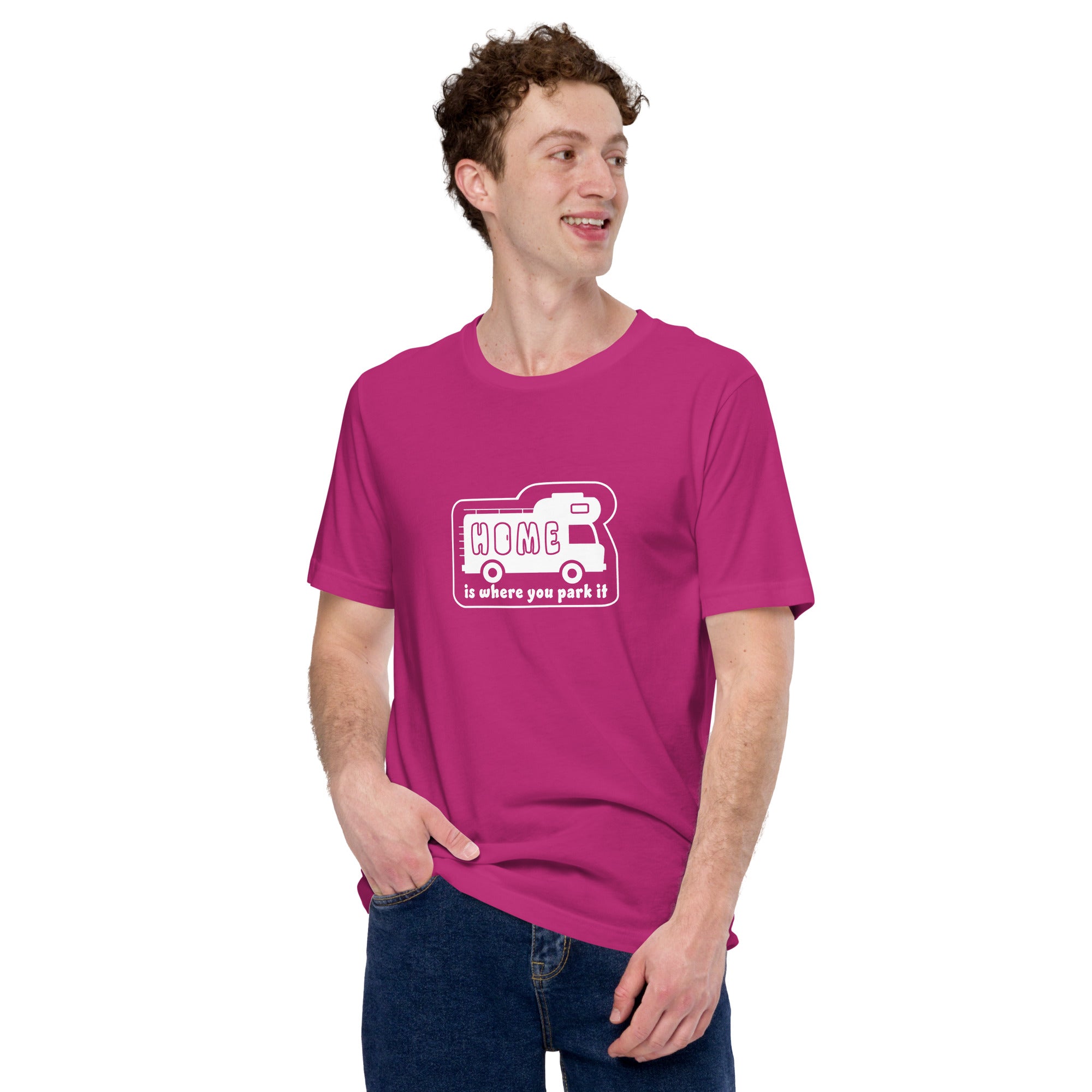 Unisex cotton t-shirt Bold Camper Van on bright colors
