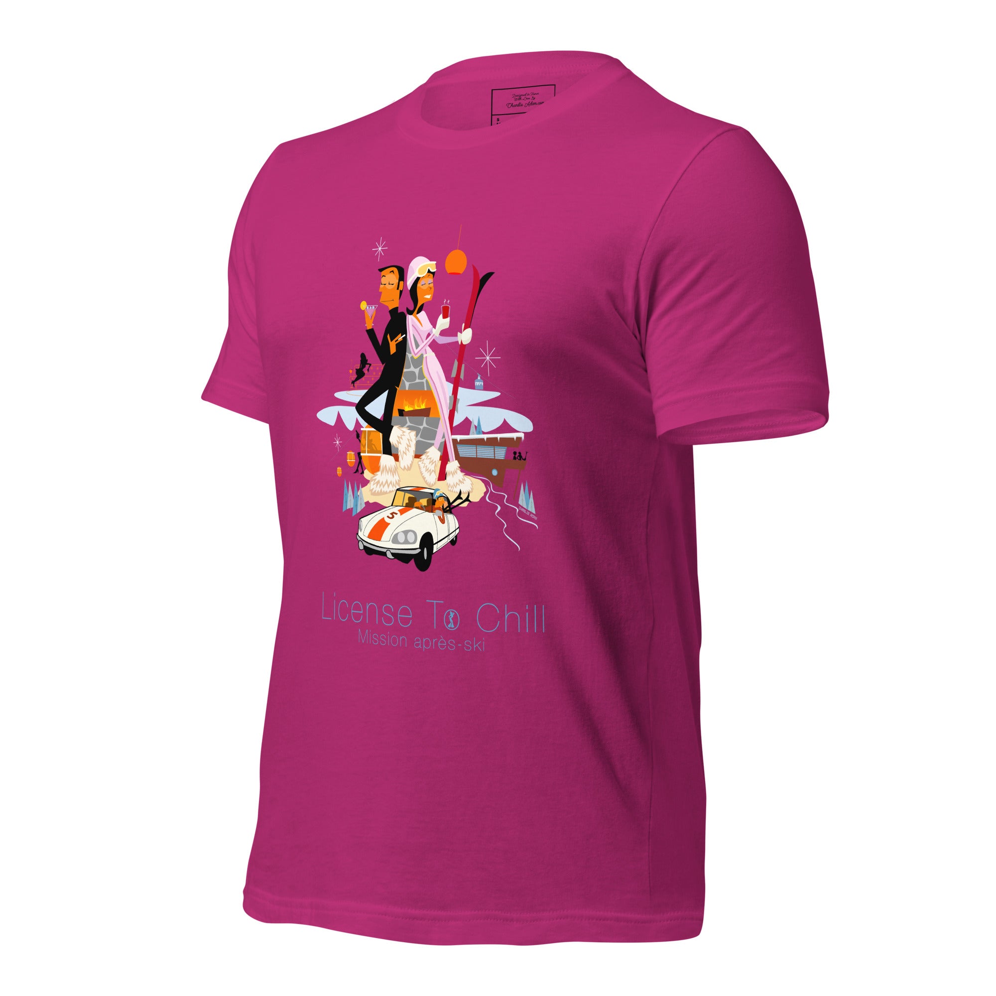 Unisex cotton t-shirt License to Chill Mission Après-Ski on bright colors