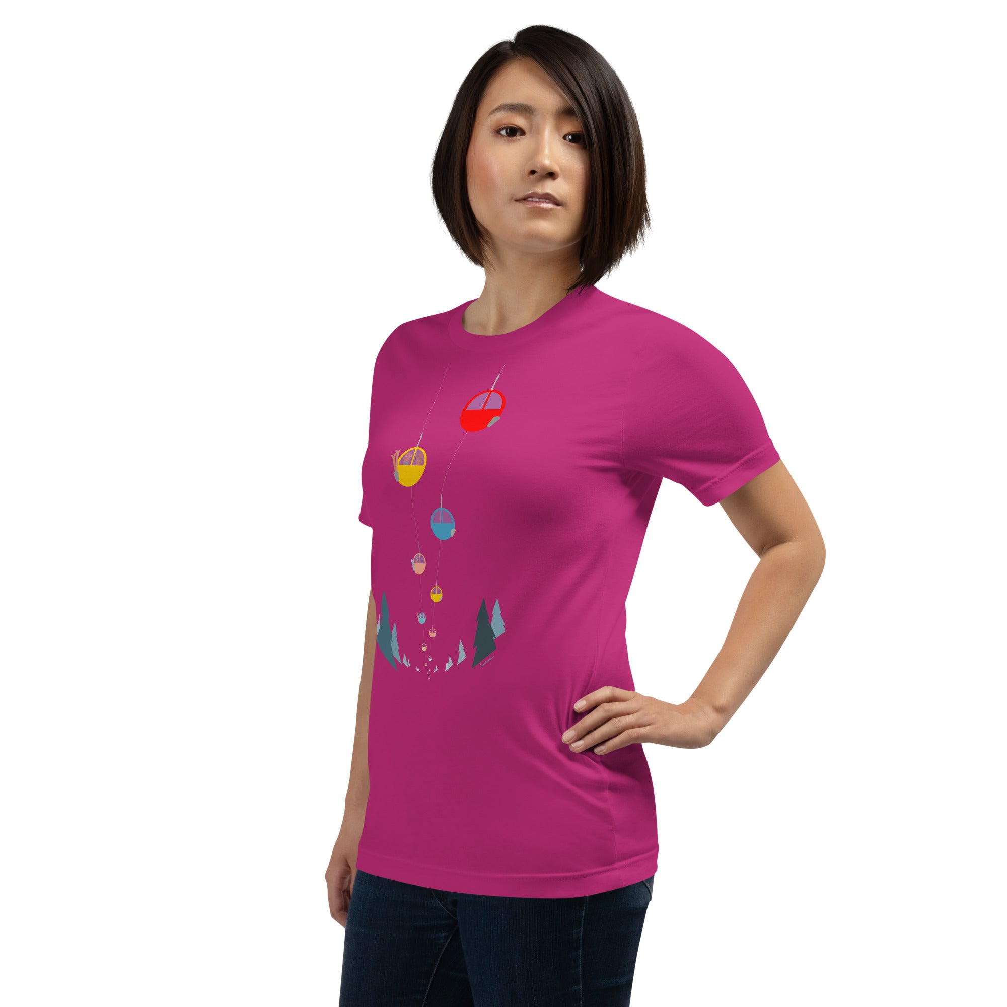 T-shirt en coton unisexe Gondolas in the mist sur couleurs vives