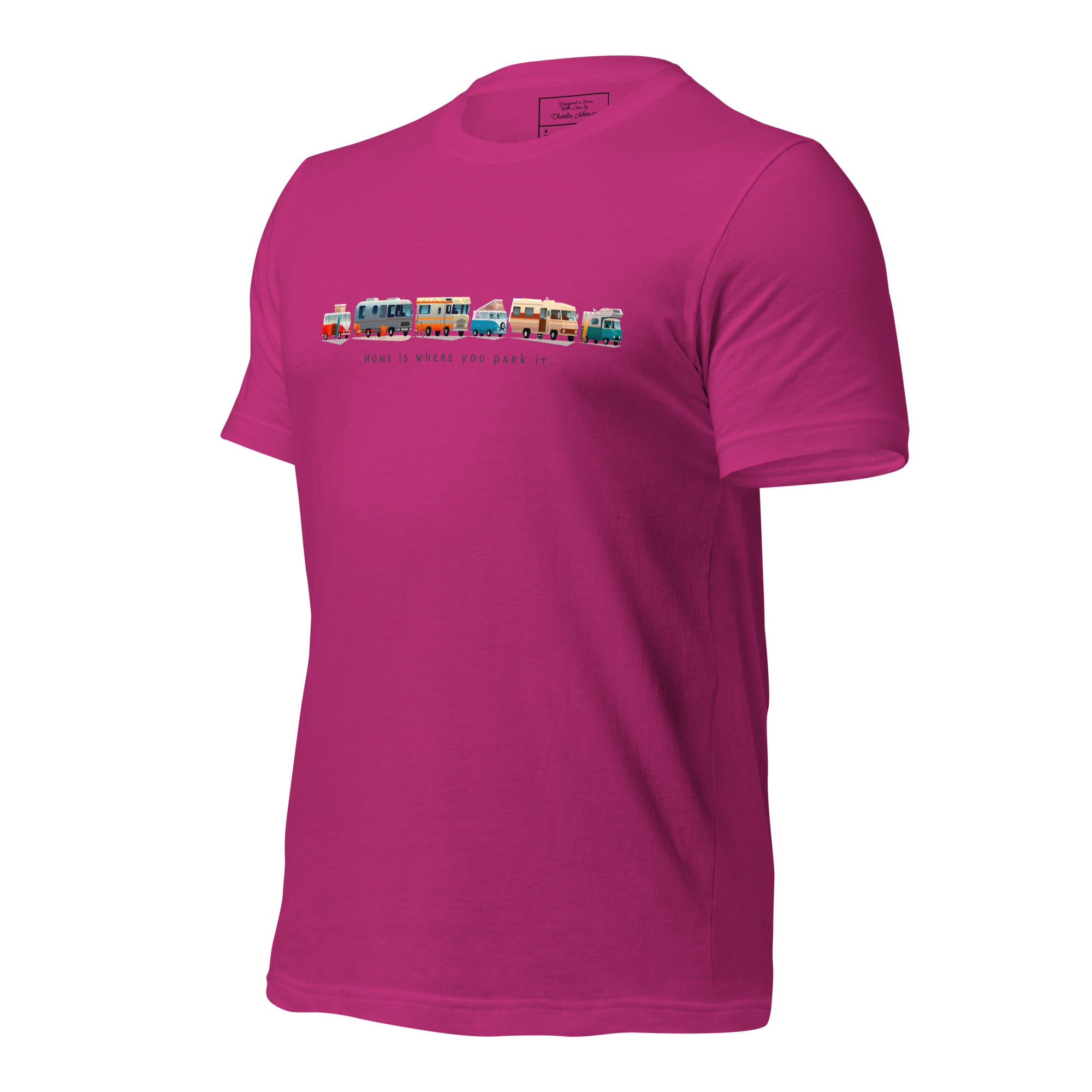 Unisex cotton t-shirt Vintage Campers on bright colors