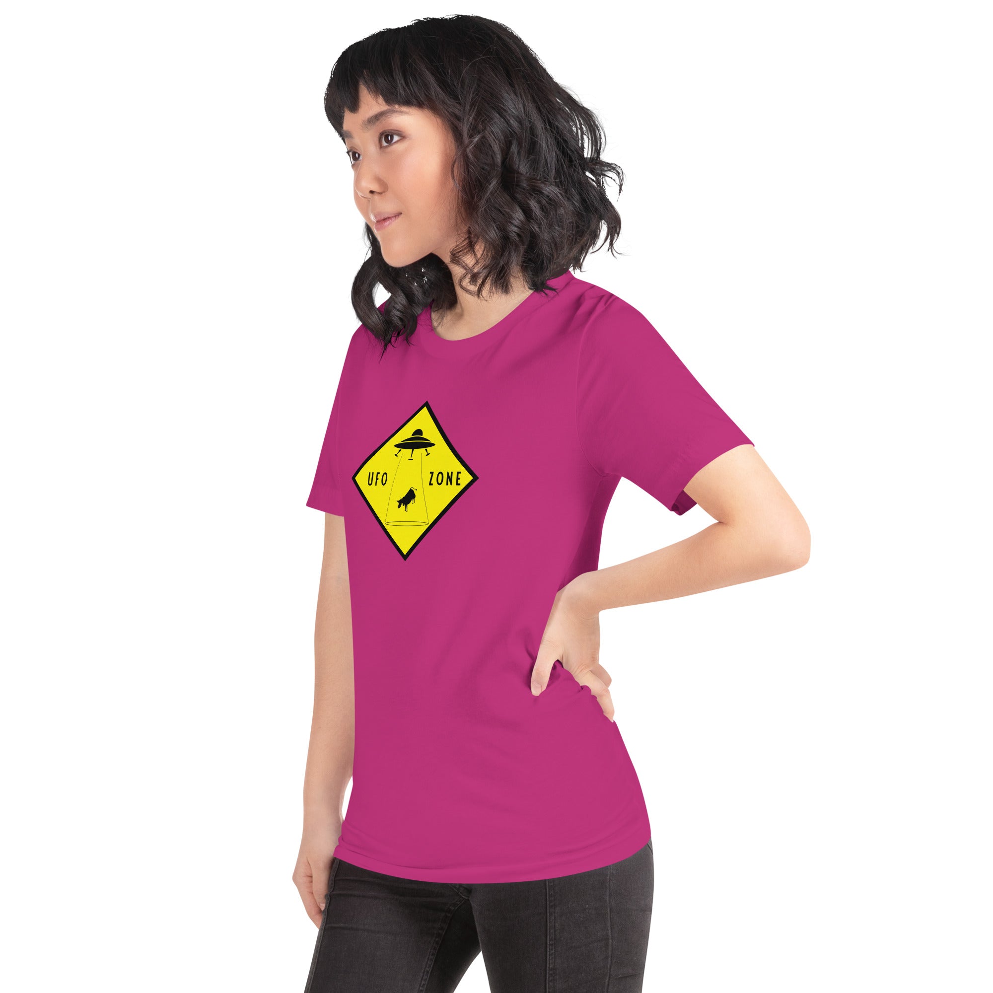 Unisex cotton t-shirt UFO Zone on bright colors