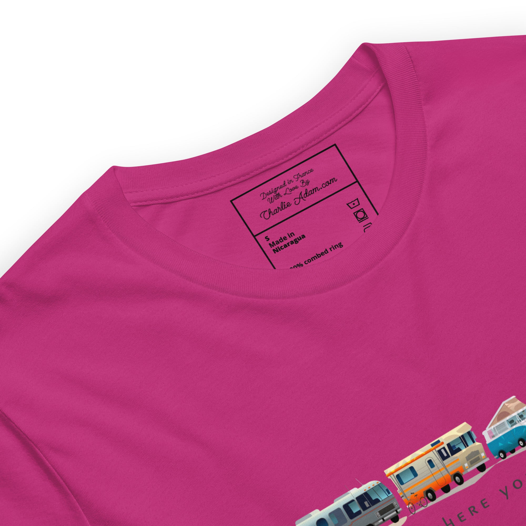 Unisex cotton t-shirt Vintage Campers on bright colors