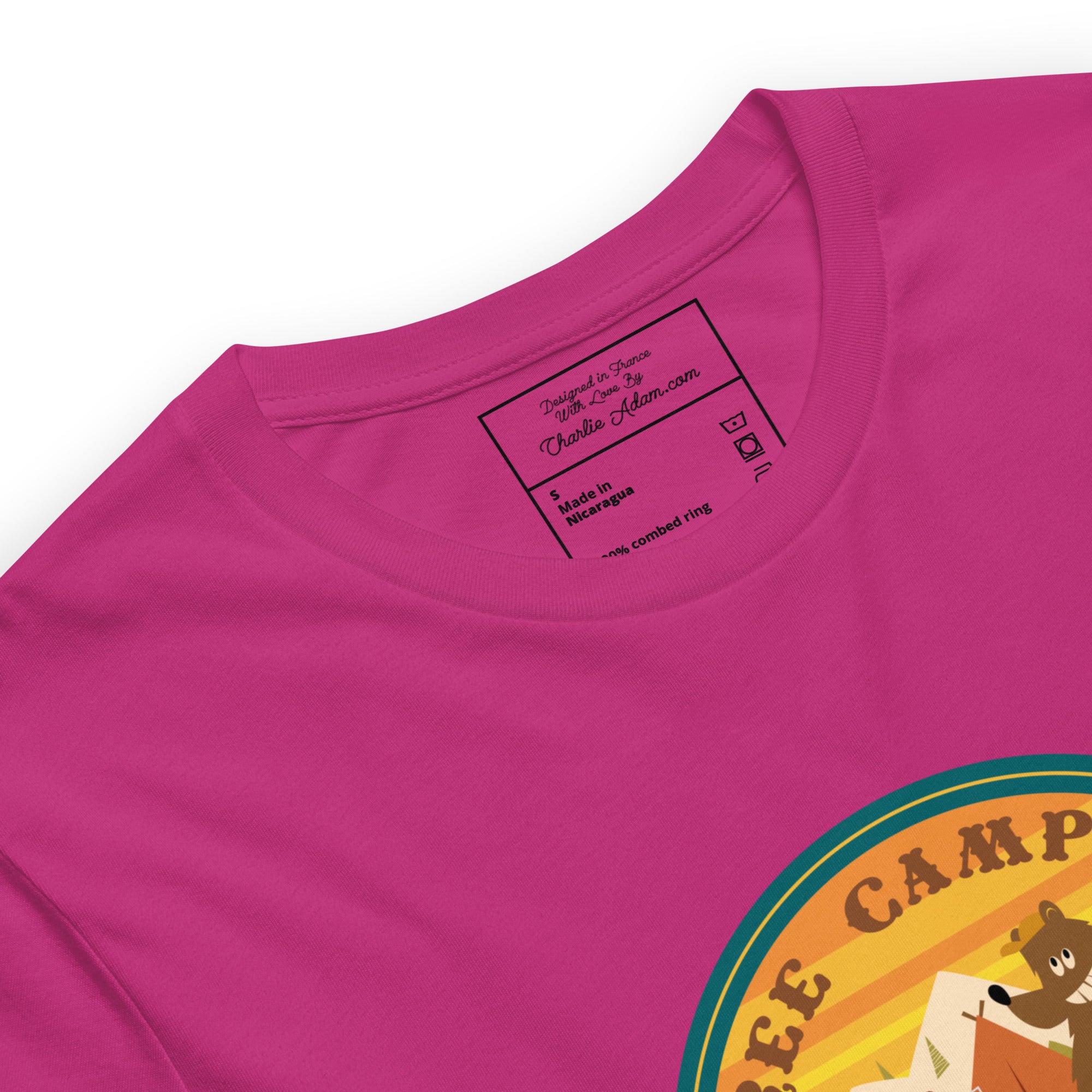 Unisex cotton t-shirt Free Camping is not a Crime on bright colors