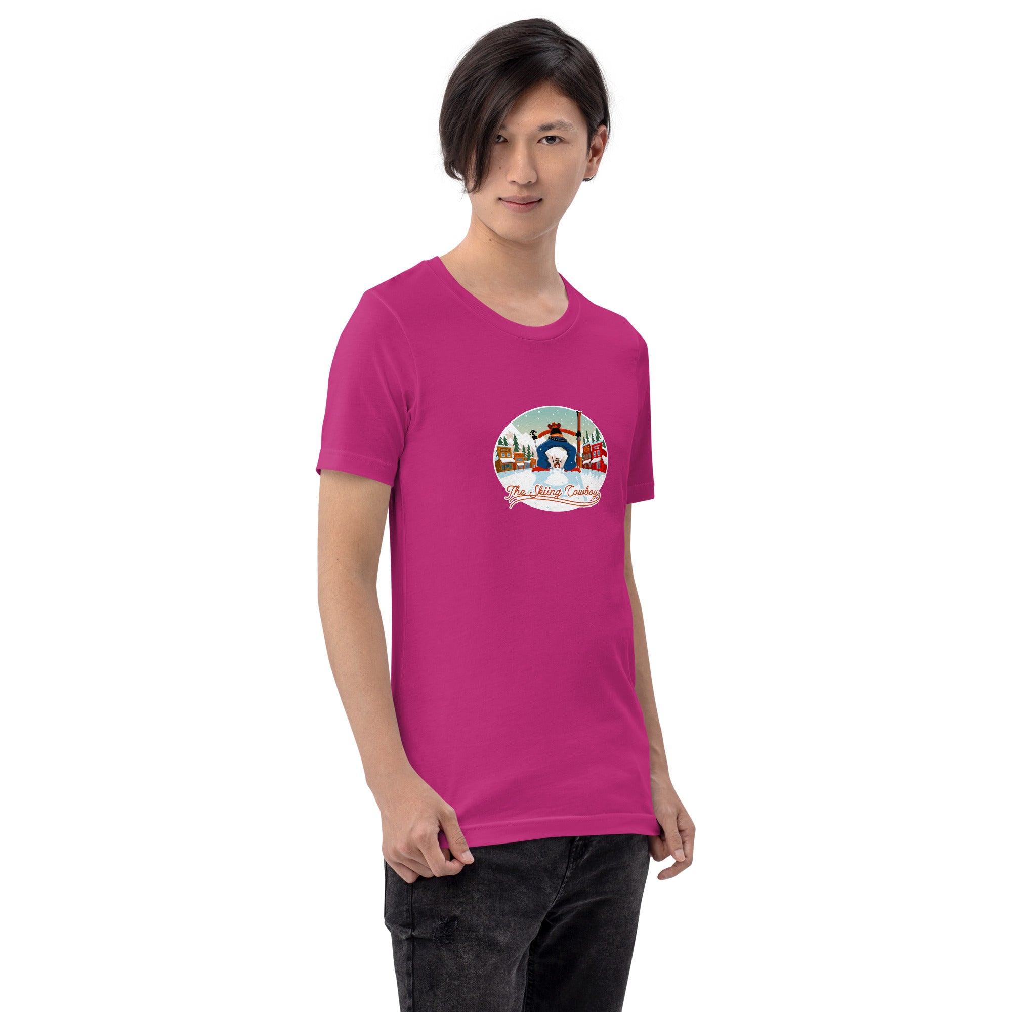 T-shirt en coton unisexe Ski Fight at OK Corral sur couleurs vives