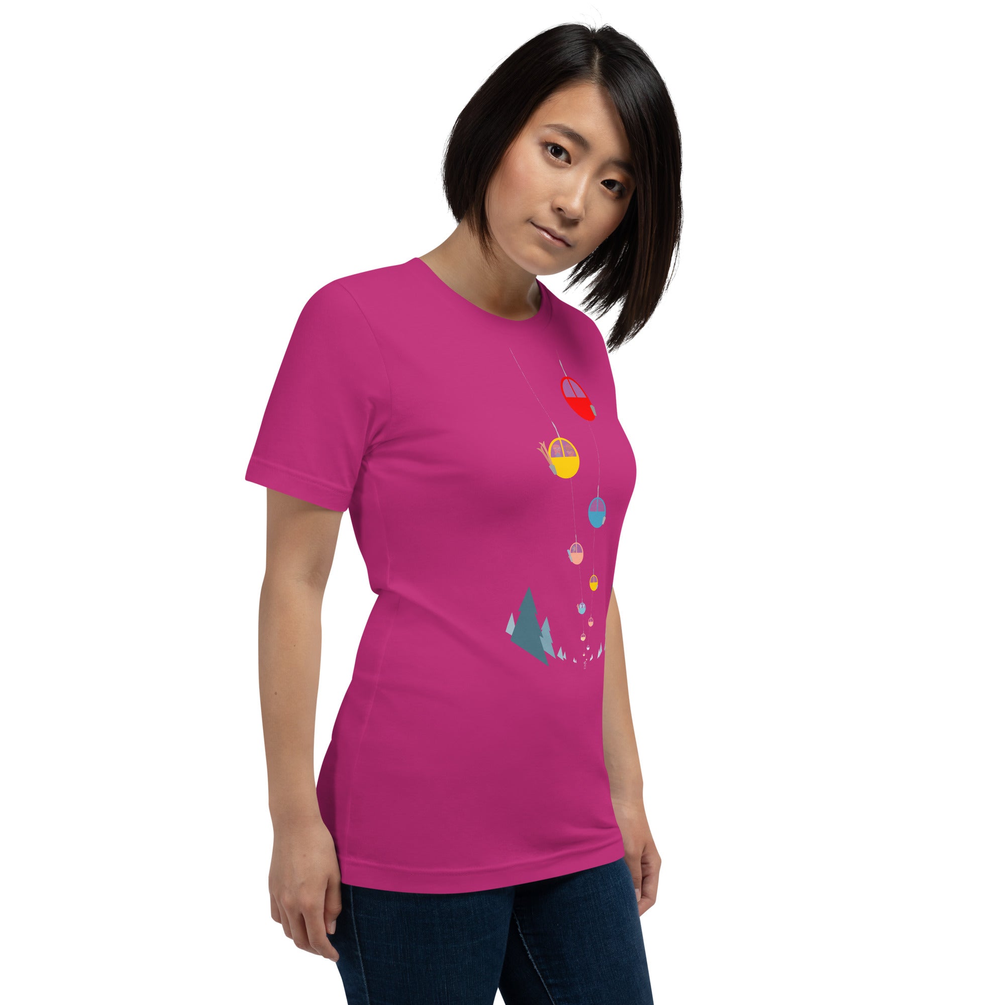 T-shirt en coton unisexe Gondolas in the mist sur couleurs vives