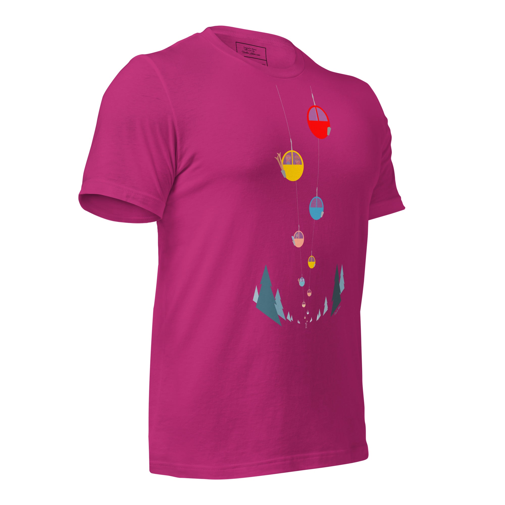 T-shirt en coton unisexe Gondolas in the mist sur couleurs vives