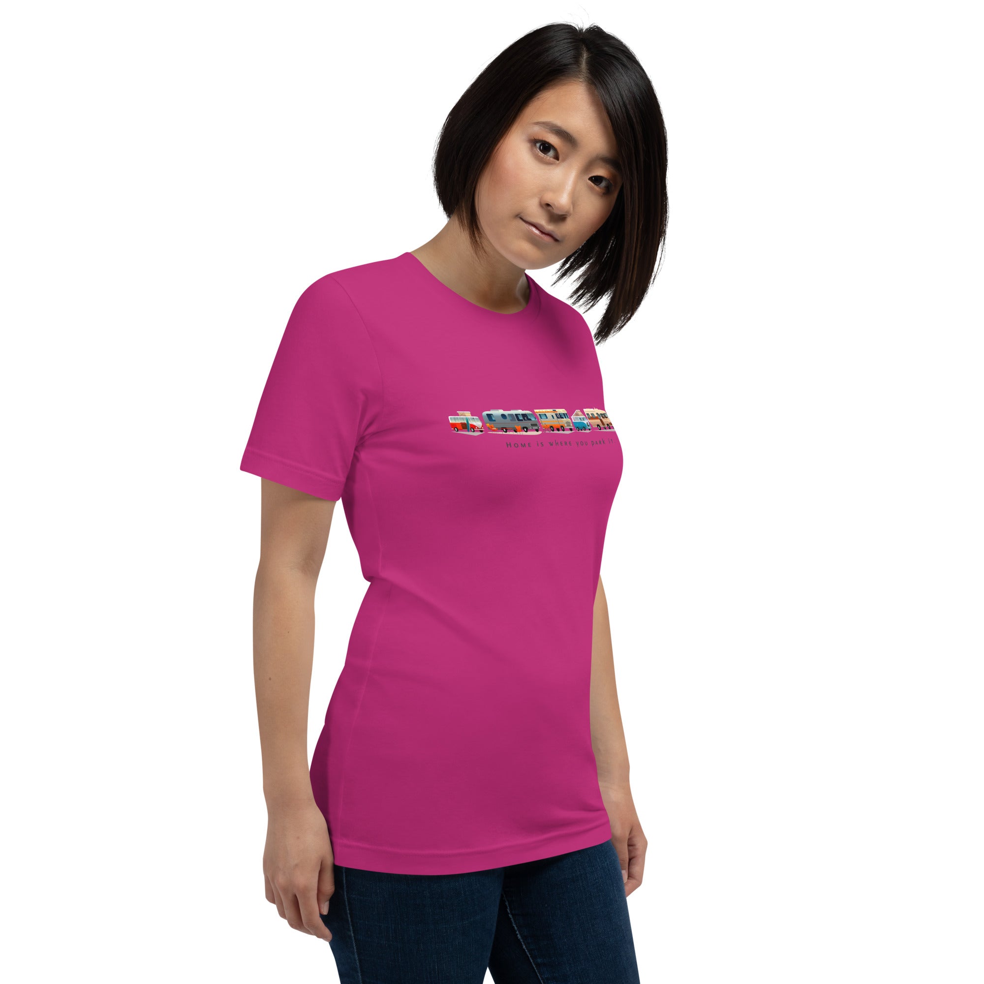 Unisex cotton t-shirt Vintage Campers on bright colors