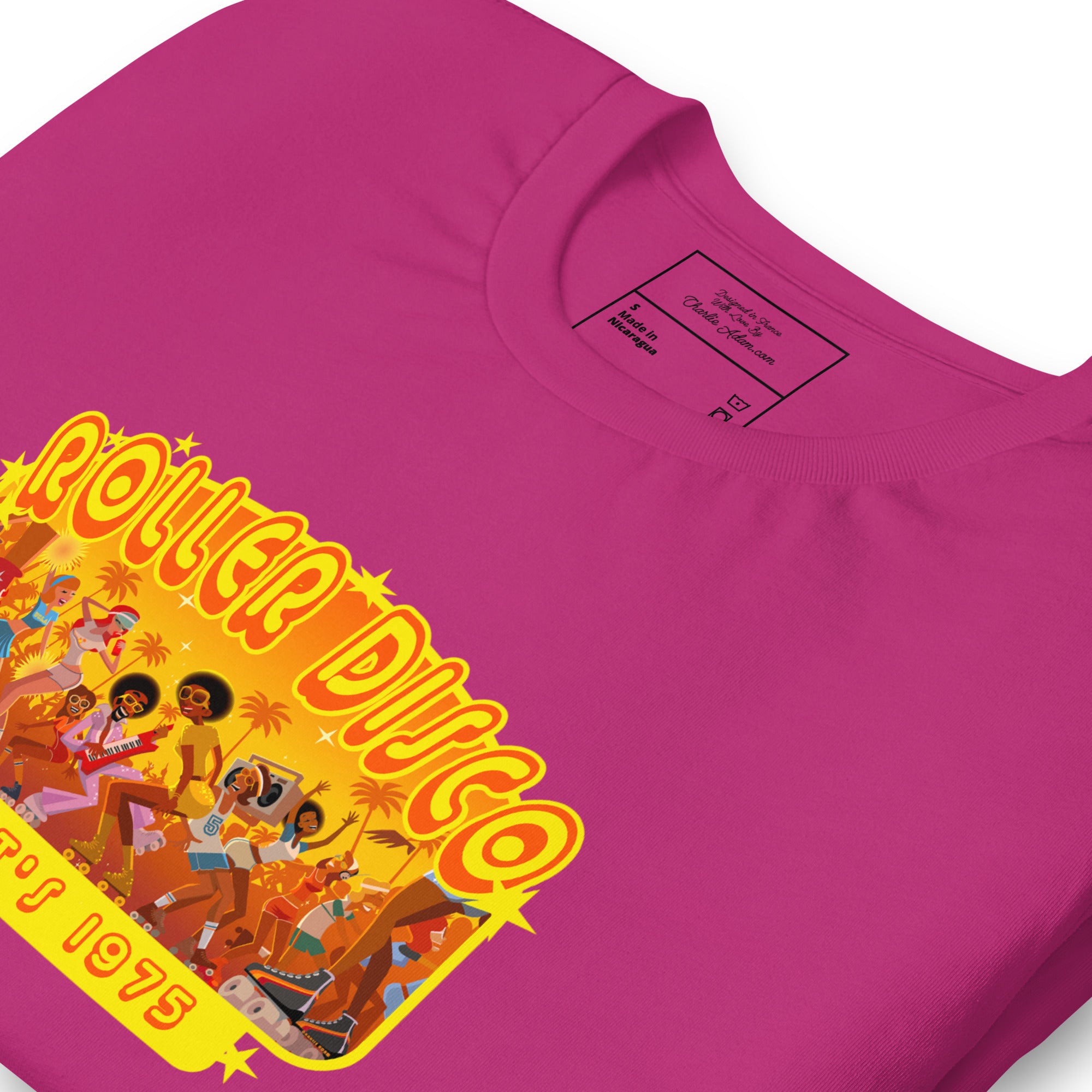T-shirt en coton unisexe Roller Disco 1975 sur couleurs vives