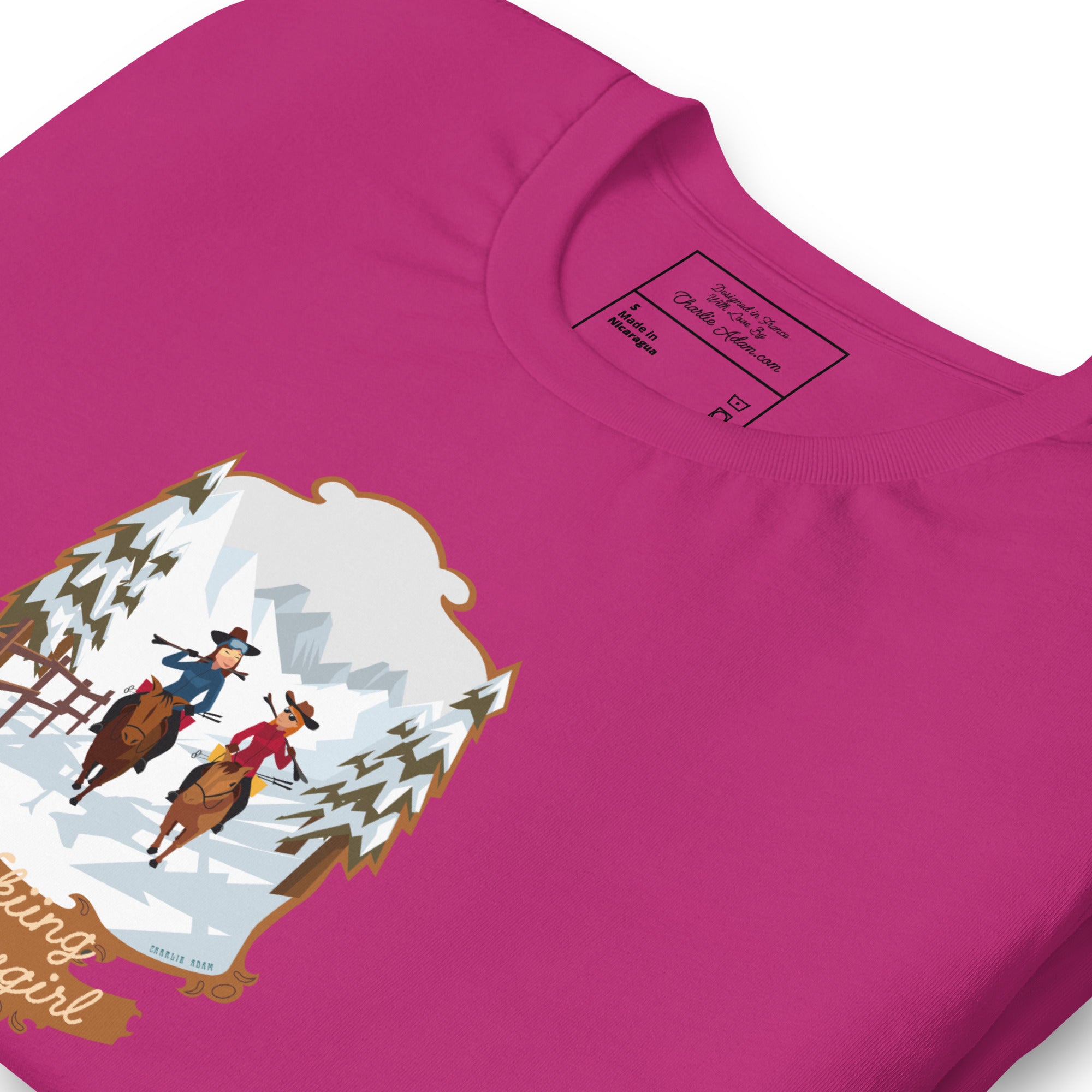 T-shirt en coton unisexe The Skiing Cowgirl sur couleurs vives