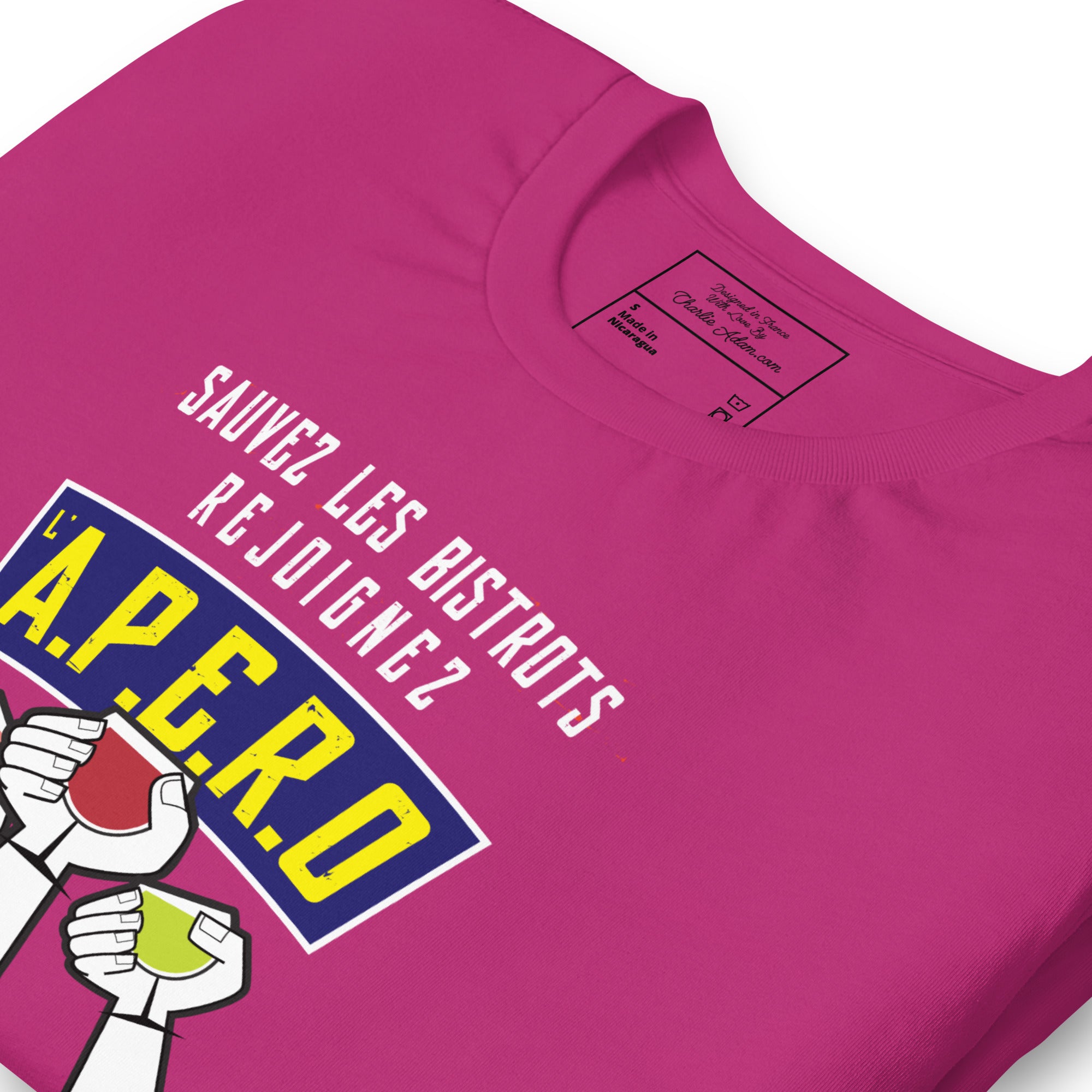 Unisex t-shirt Sauvez les Bistrots, rejoignez l'Apéro on bright colors