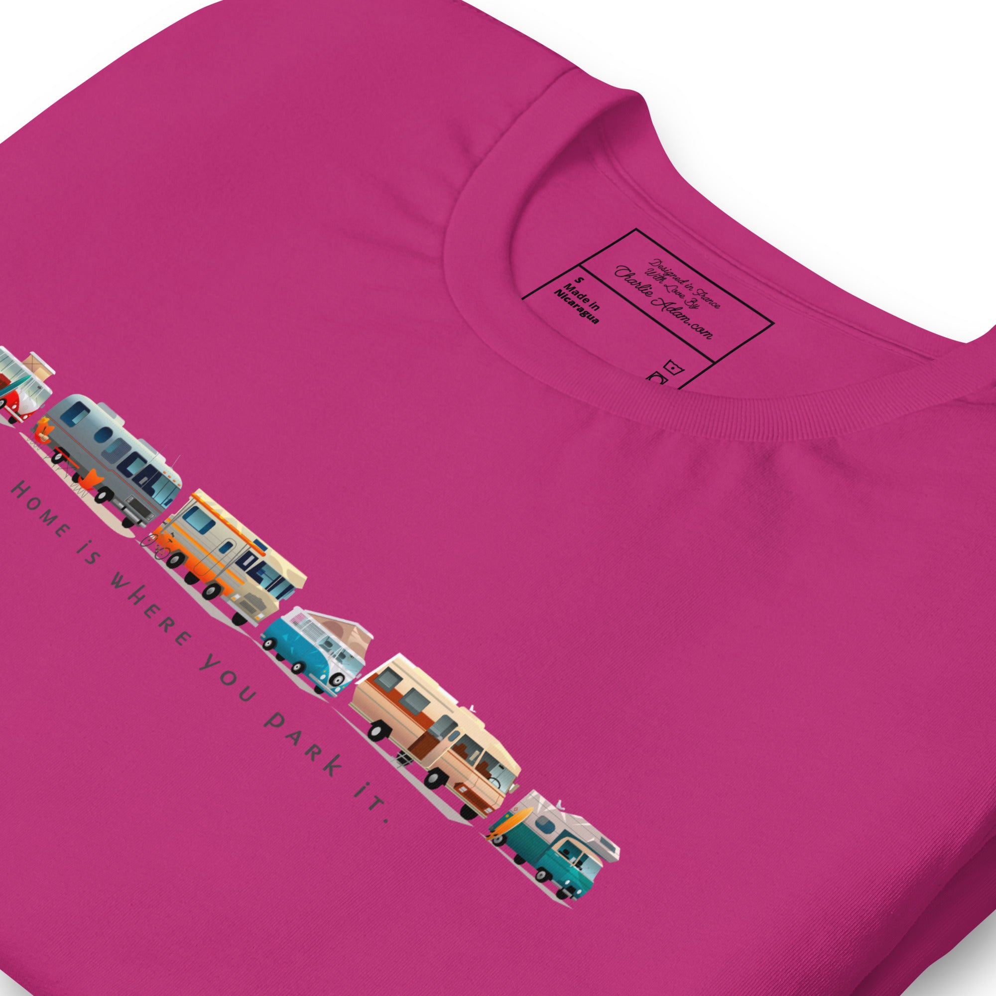Unisex cotton t-shirt Vintage Campers on bright colors
