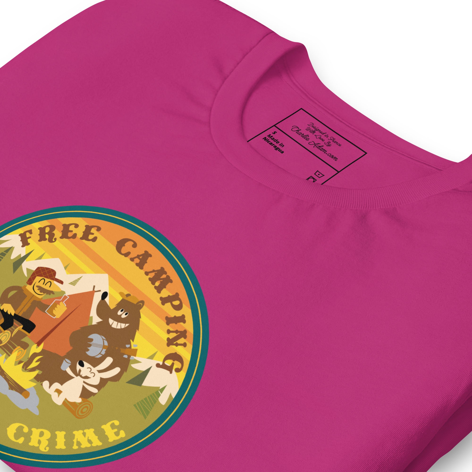Unisex cotton t-shirt Free Camping is not a Crime on bright colors