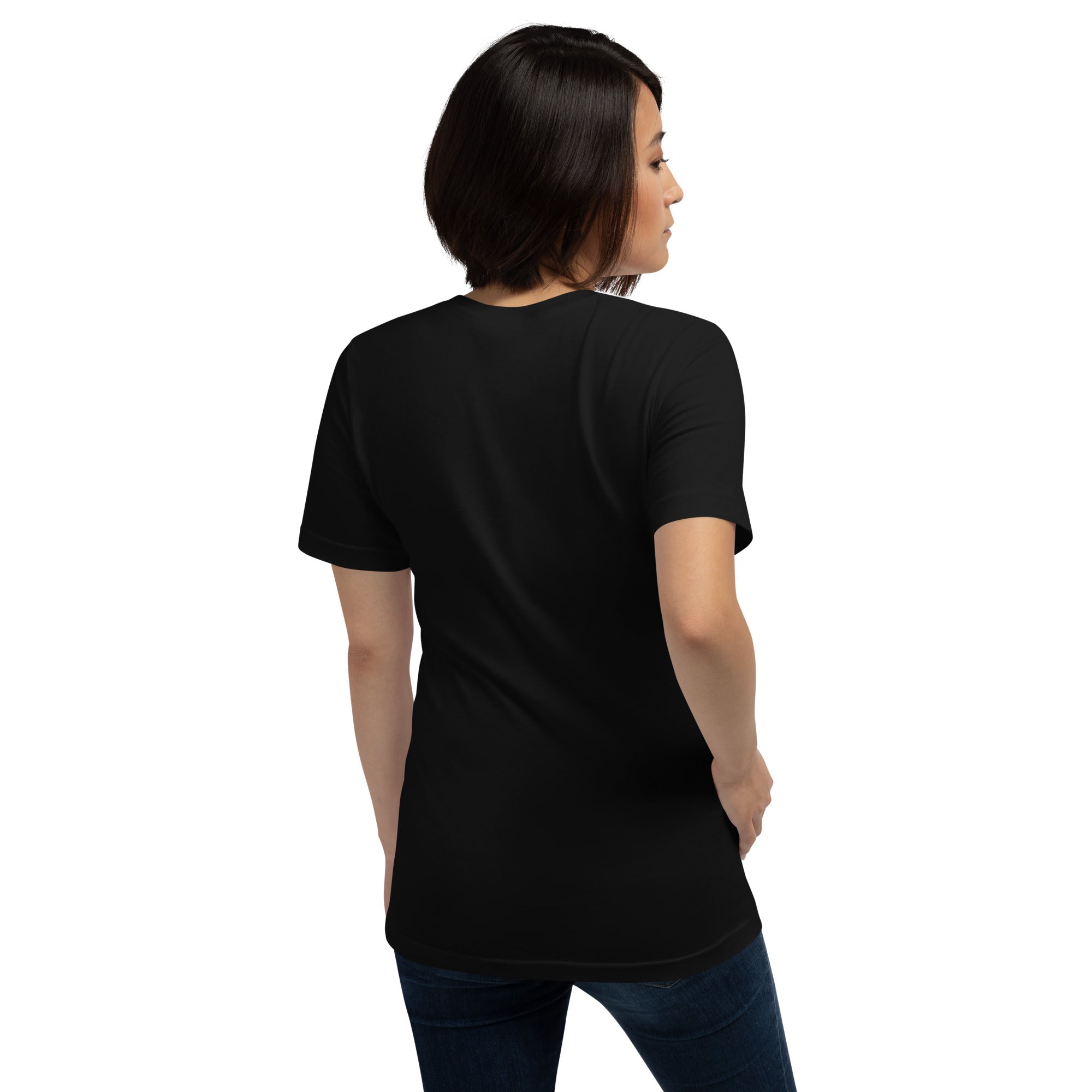 T-shirt en coton unisexe The Skiing Cowgirl sur couleurs foncées