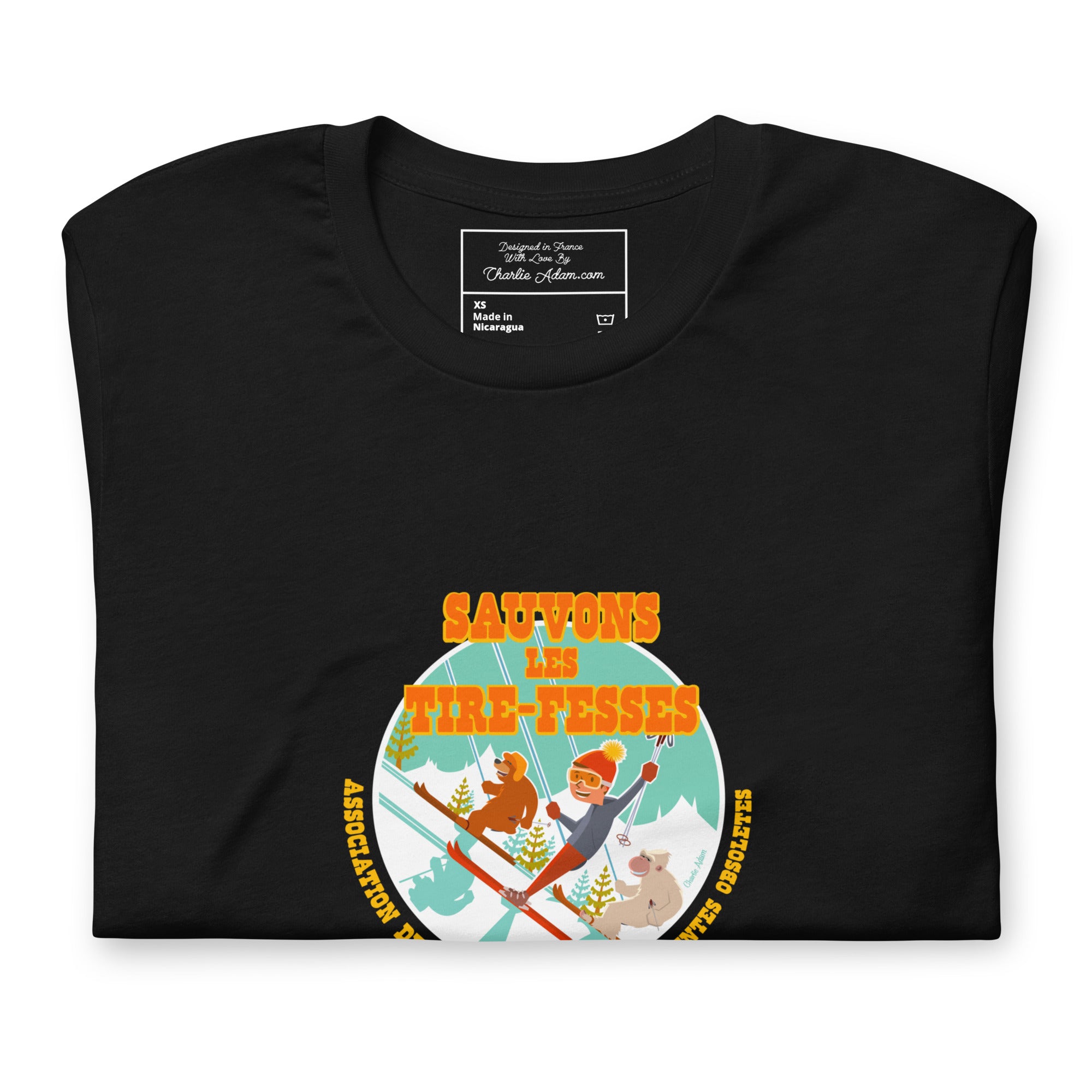 T-shirt en coton unisexe Sauvons les Tires-fesses sur couleurs foncées
