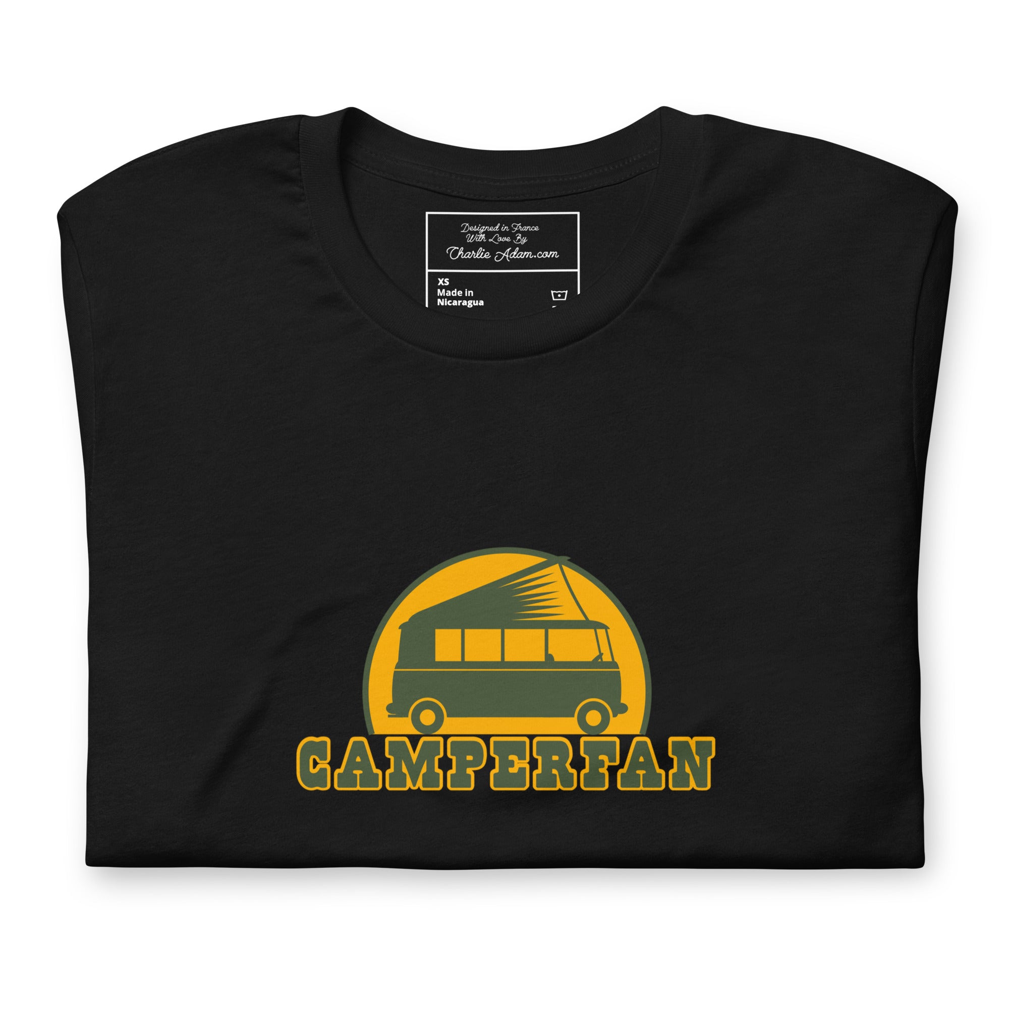 Unisex cotton t-shirt Camperfan on dark colors