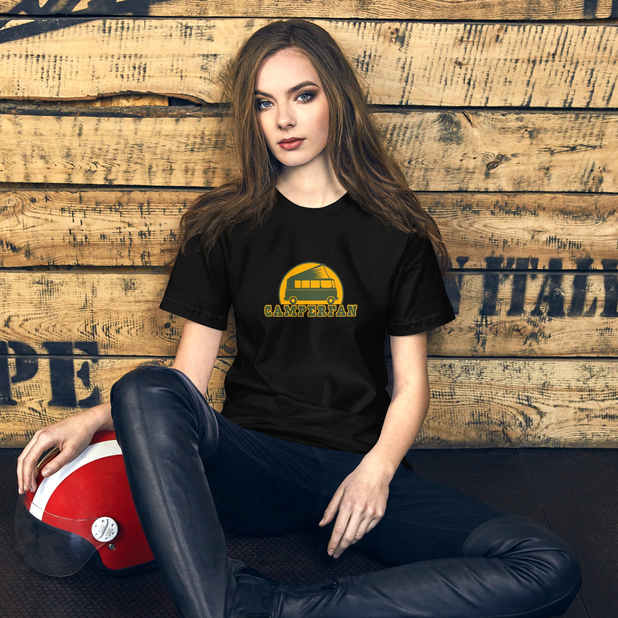 Unisex cotton t-shirt Camperfan on dark colors