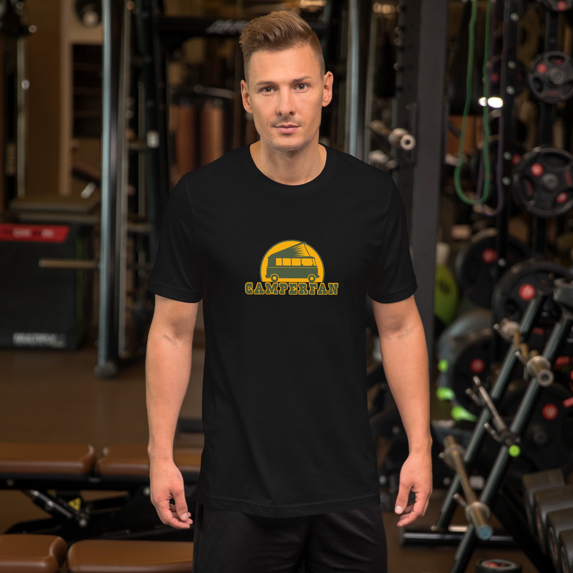 Unisex cotton t-shirt Camperfan on dark colors