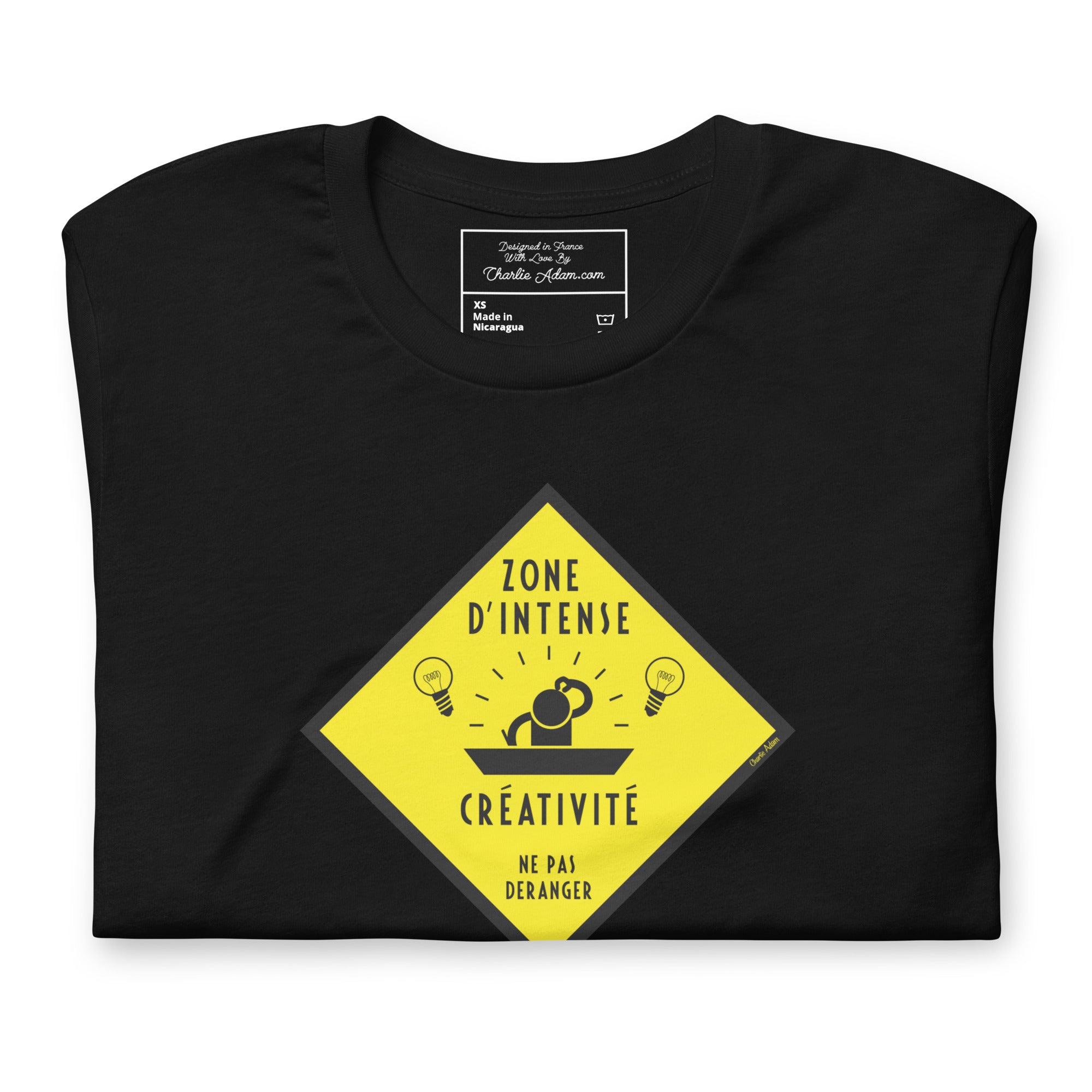 Unisex cotton t-shirt Zone d'intense créativité, Ne pas déranger on dark colors