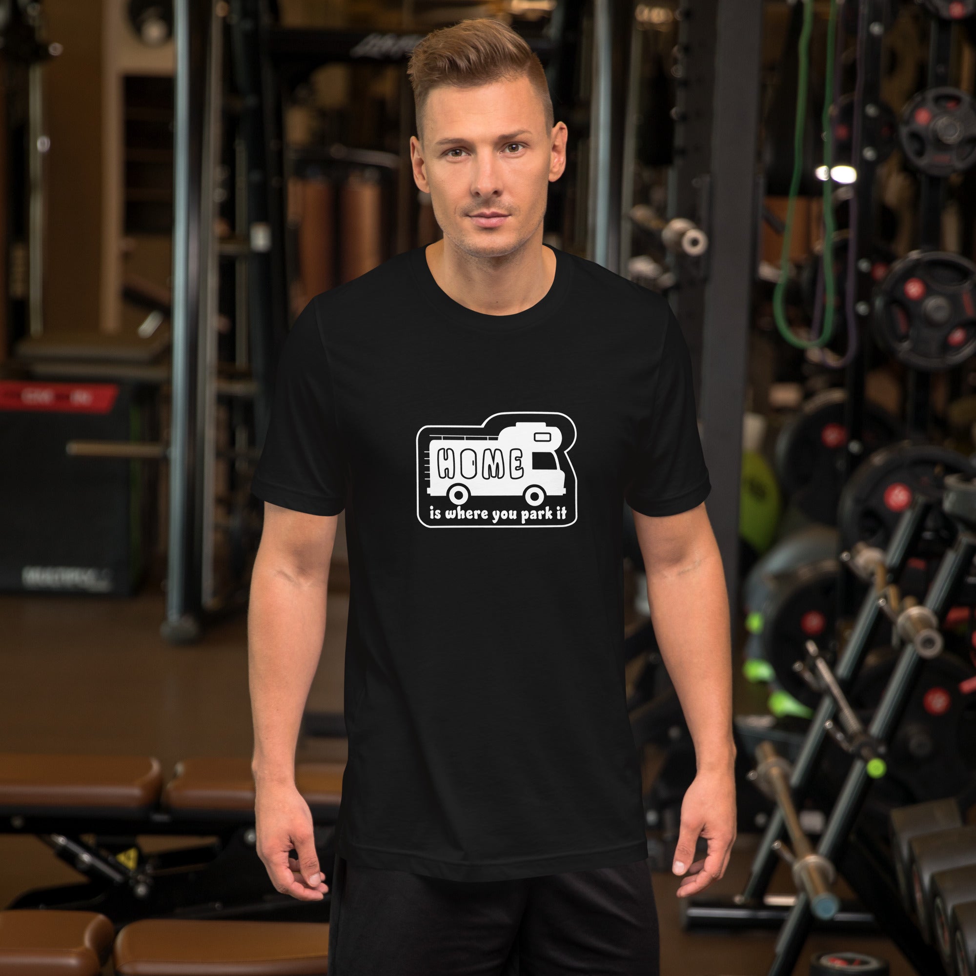 Unisex cotton t-shirt Bold Camper Van on dark colors