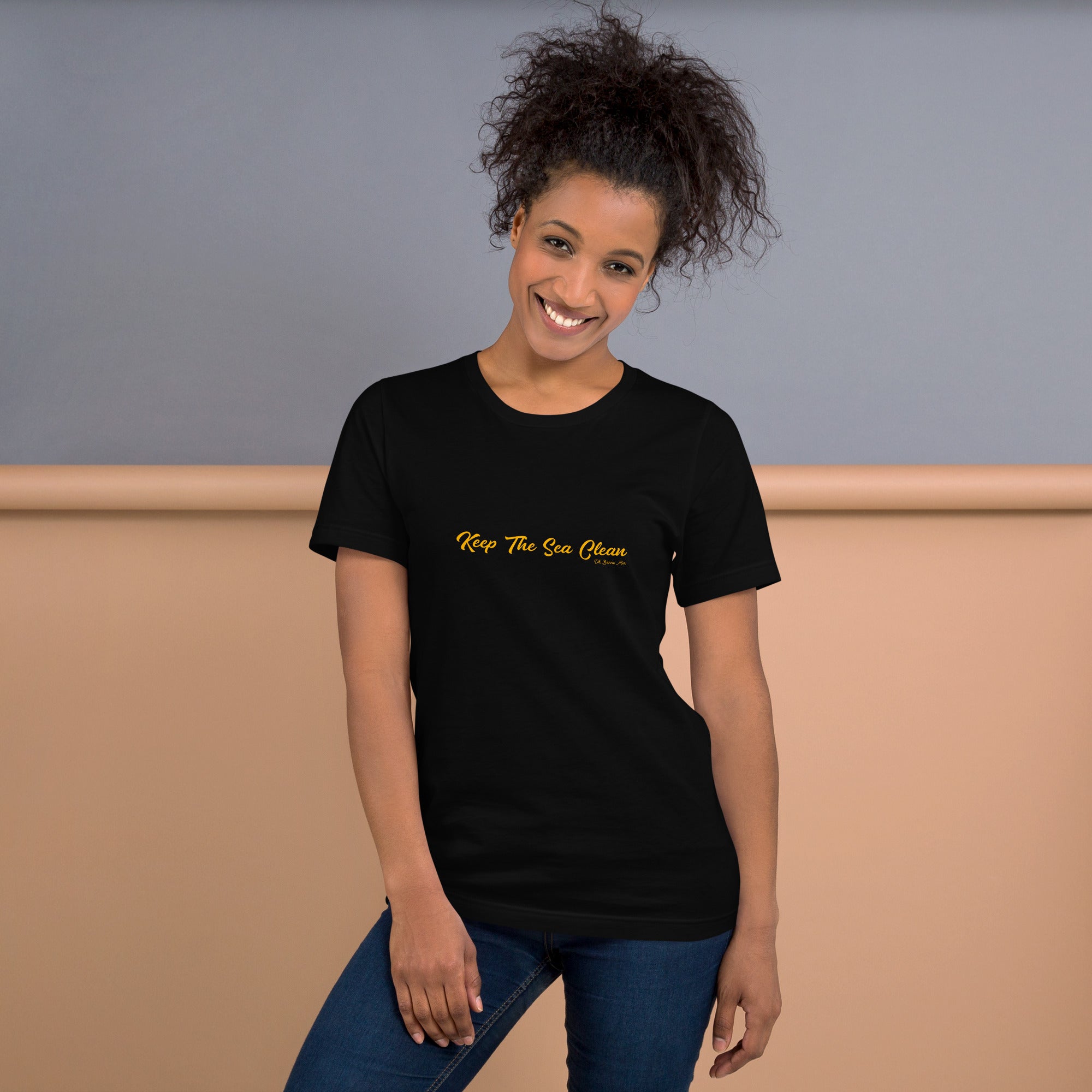 Unisex cotton t-shirt Keep The Sea Clean Gold on dark colors