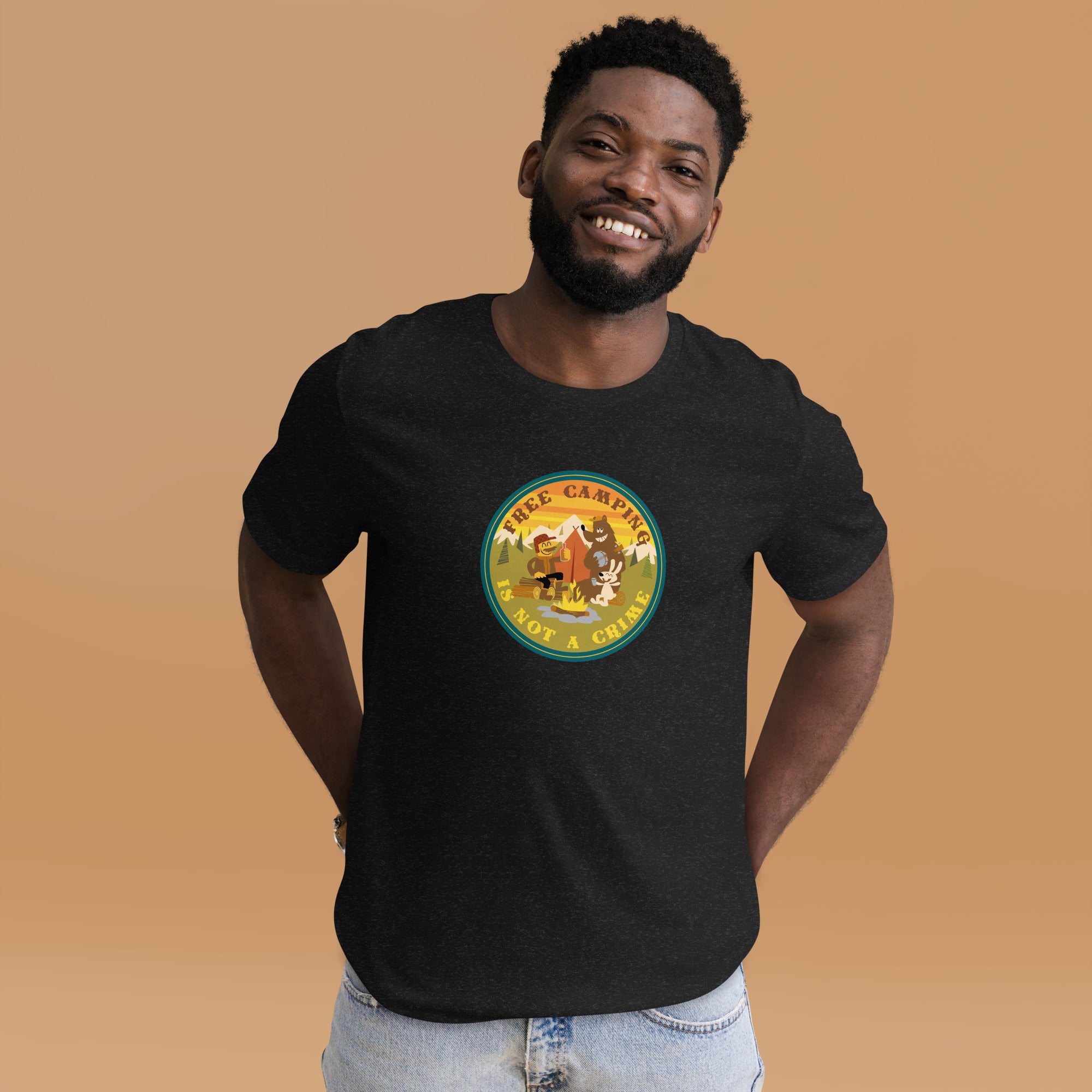 Unisex t-shirt Free Camping is not a crime on dark heather colors