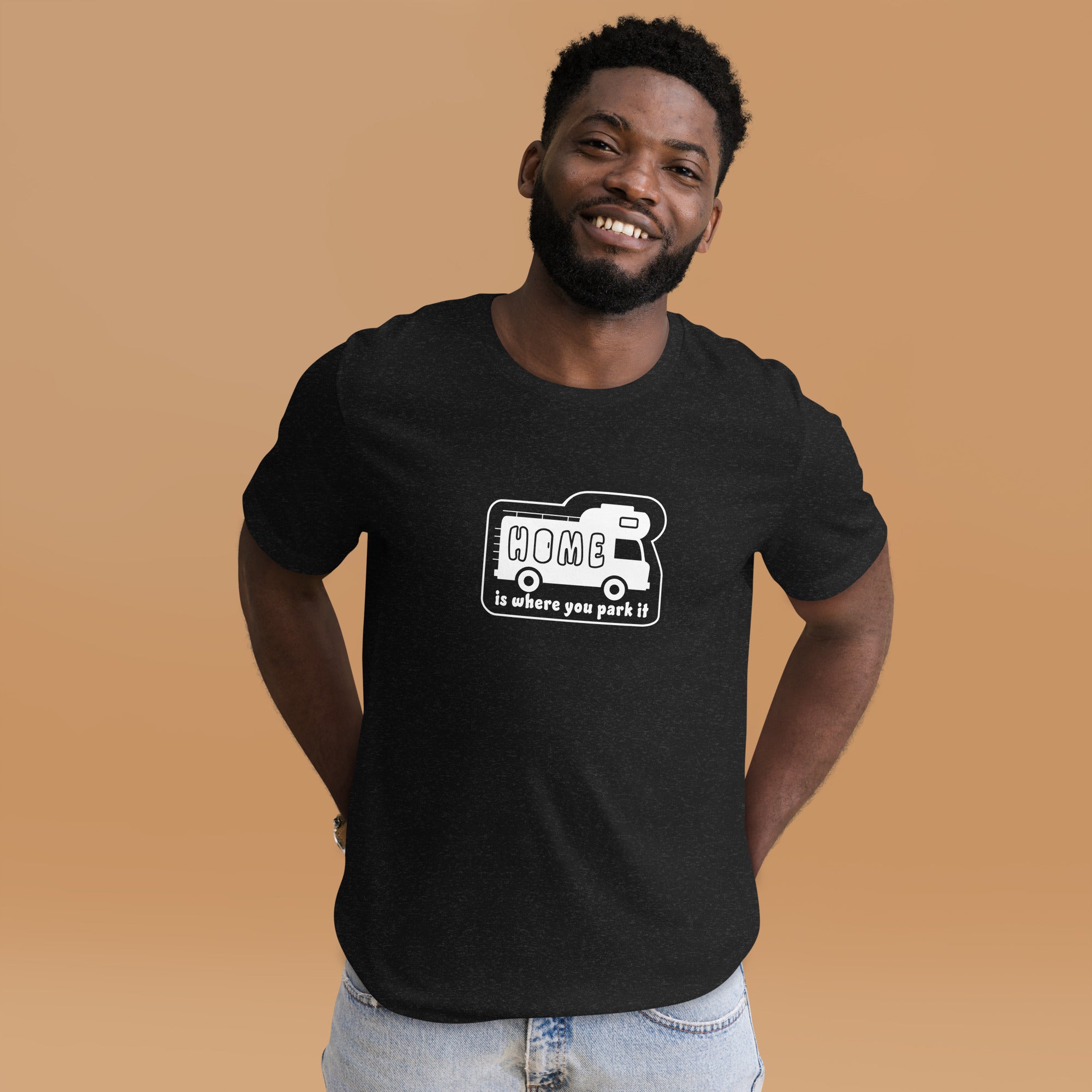 T-shirt en coton unisexe Bold Camper Van sur couleurs chinées foncées