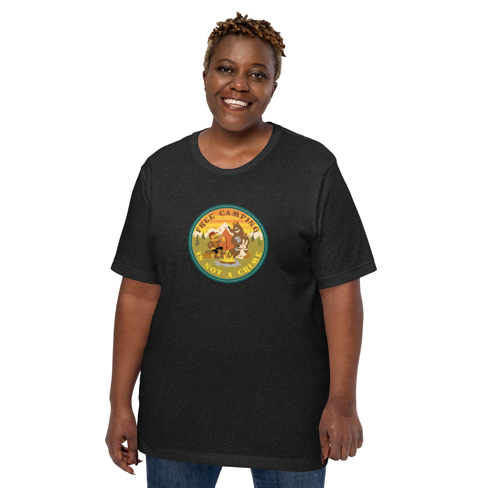 Unisex t-shirt Free Camping is not a crime on dark heather colors
