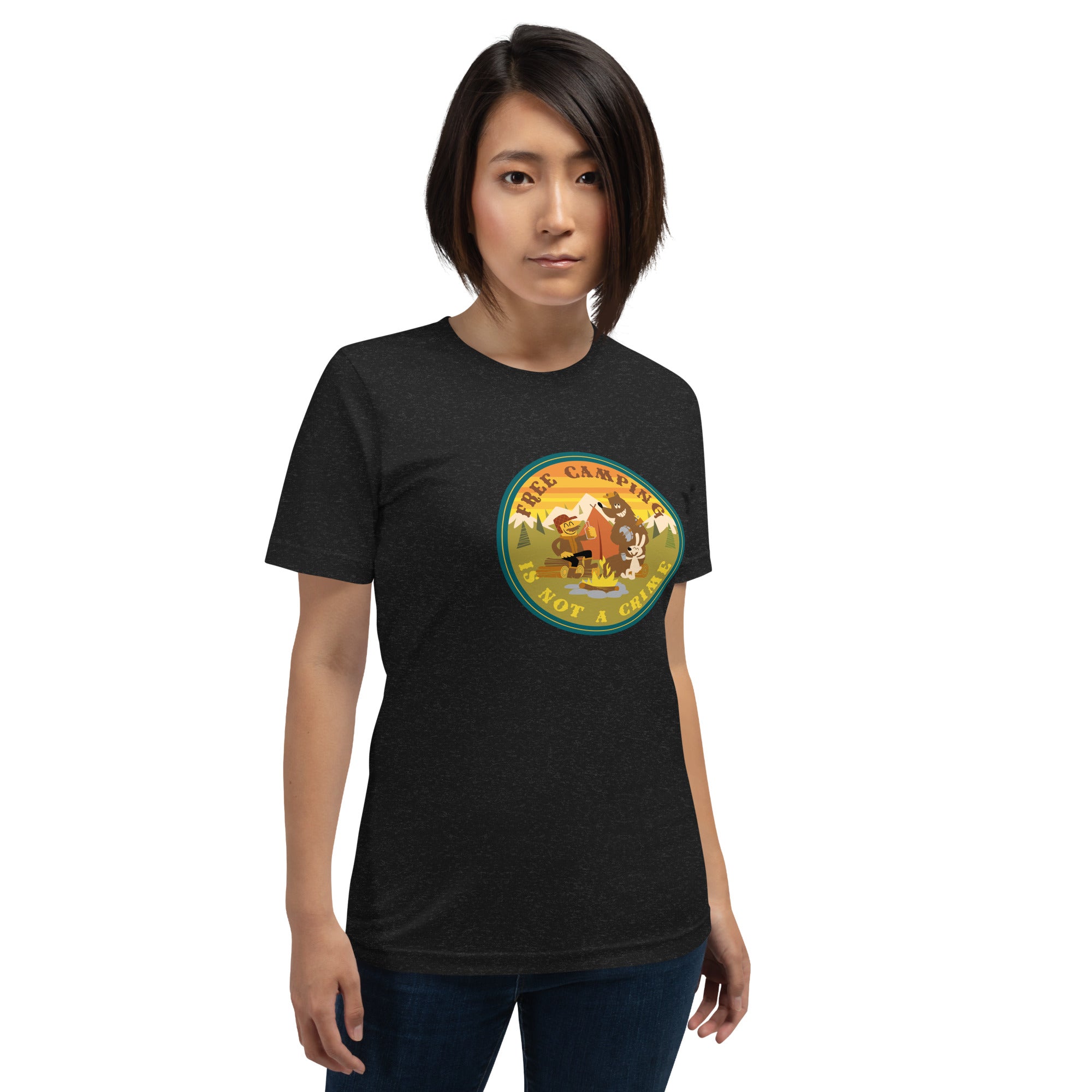Unisex t-shirt Free Camping is not a crime on dark heather colors