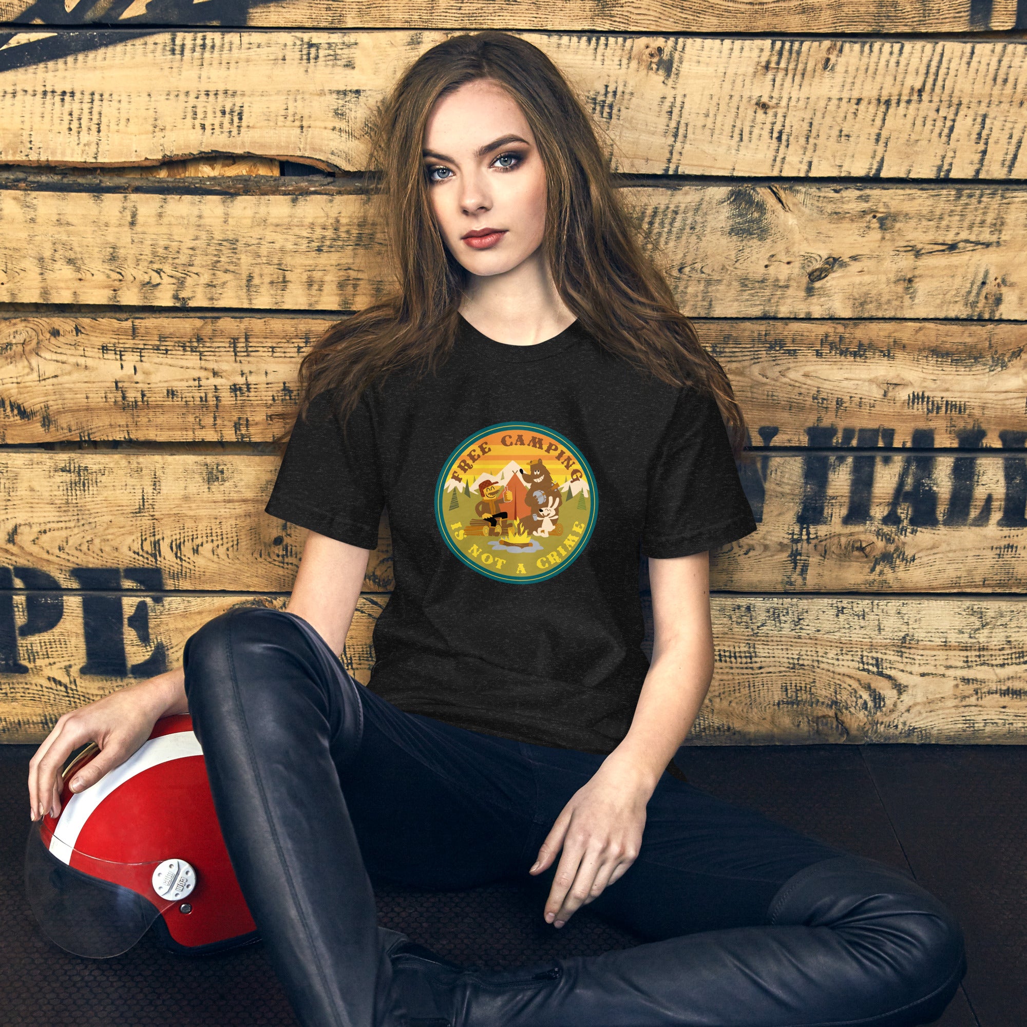 Unisex t-shirt Free Camping is not a crime on dark heather colors
