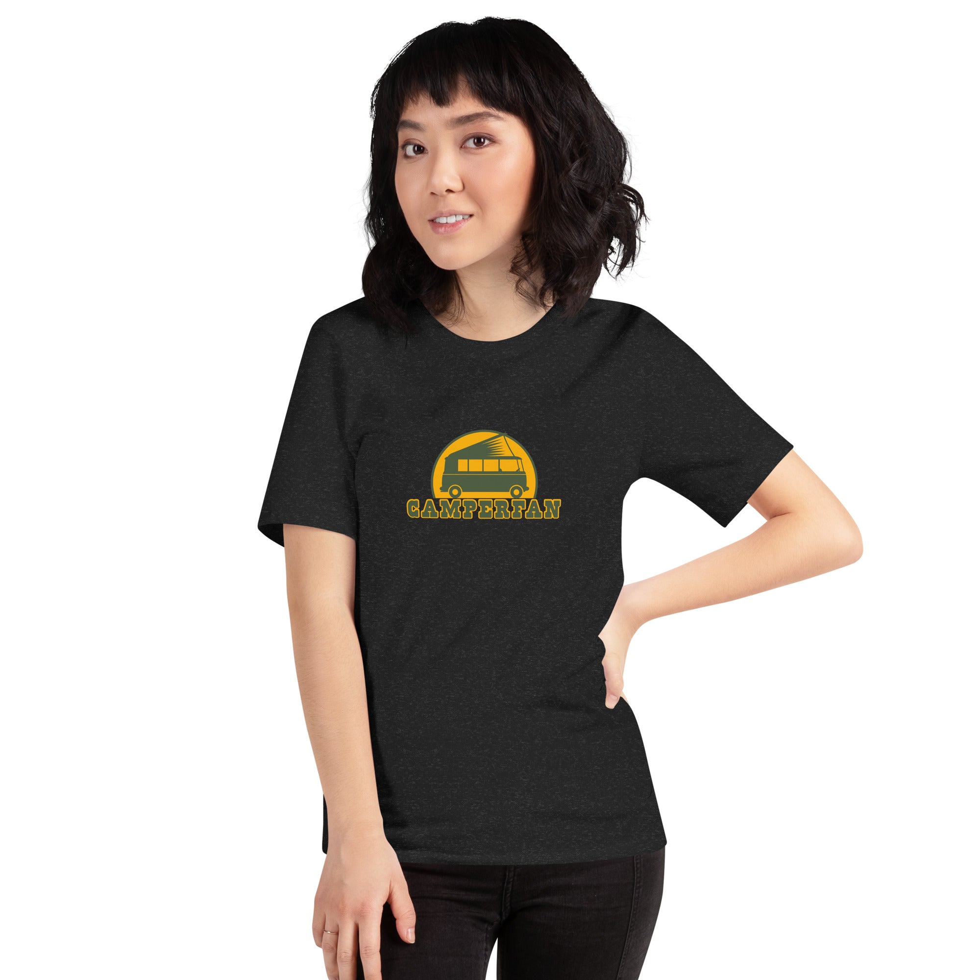 Unisex t-shirt Camperfan on dark heather colors