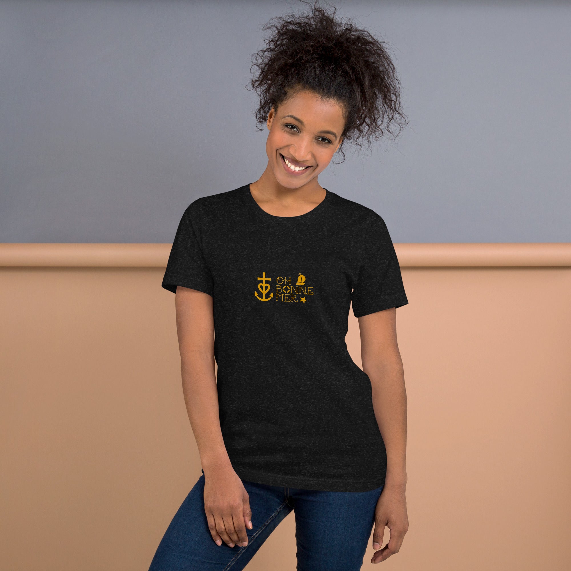 Unisex cotton t-shirt Oh Bonne Mer 2 on dark heather colors