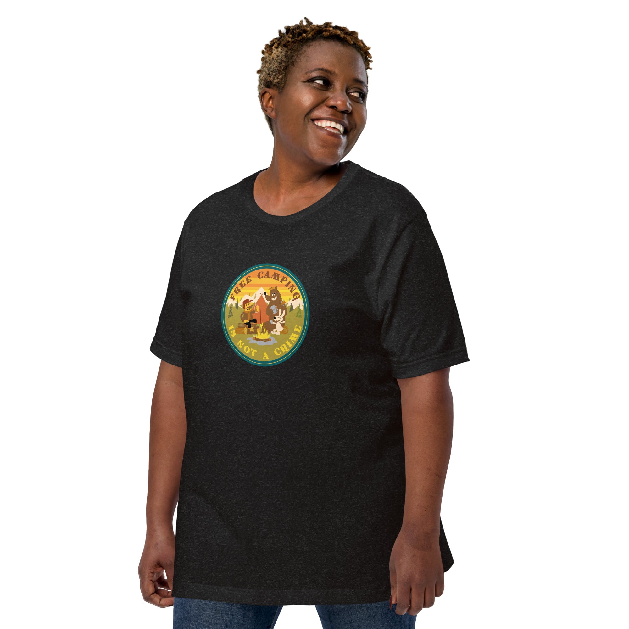 Unisex t-shirt Free Camping is not a crime on dark heather colors
