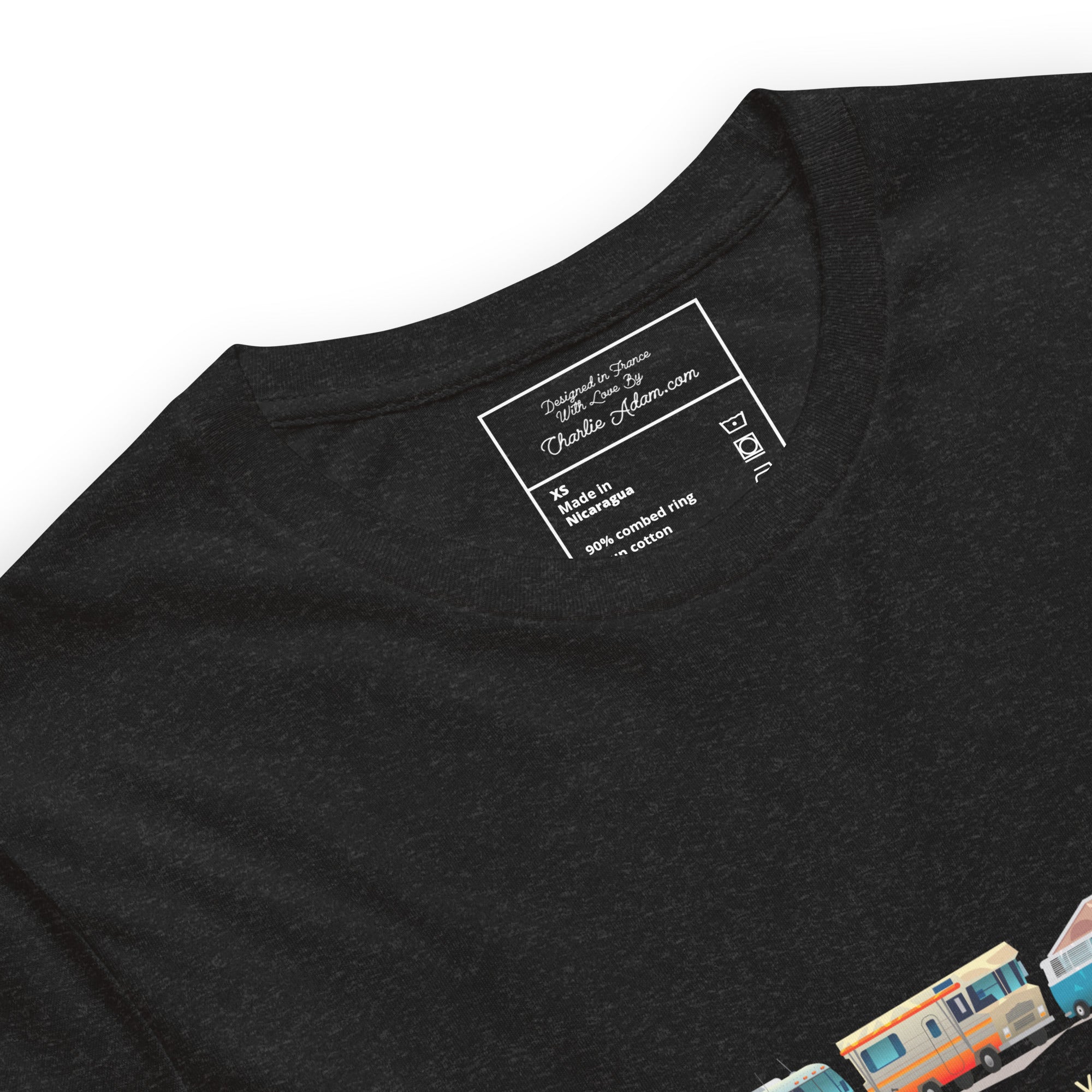 T-shirt en coton unisexe Vintage Campers: Home is where you park it sur couleurs chinées foncées