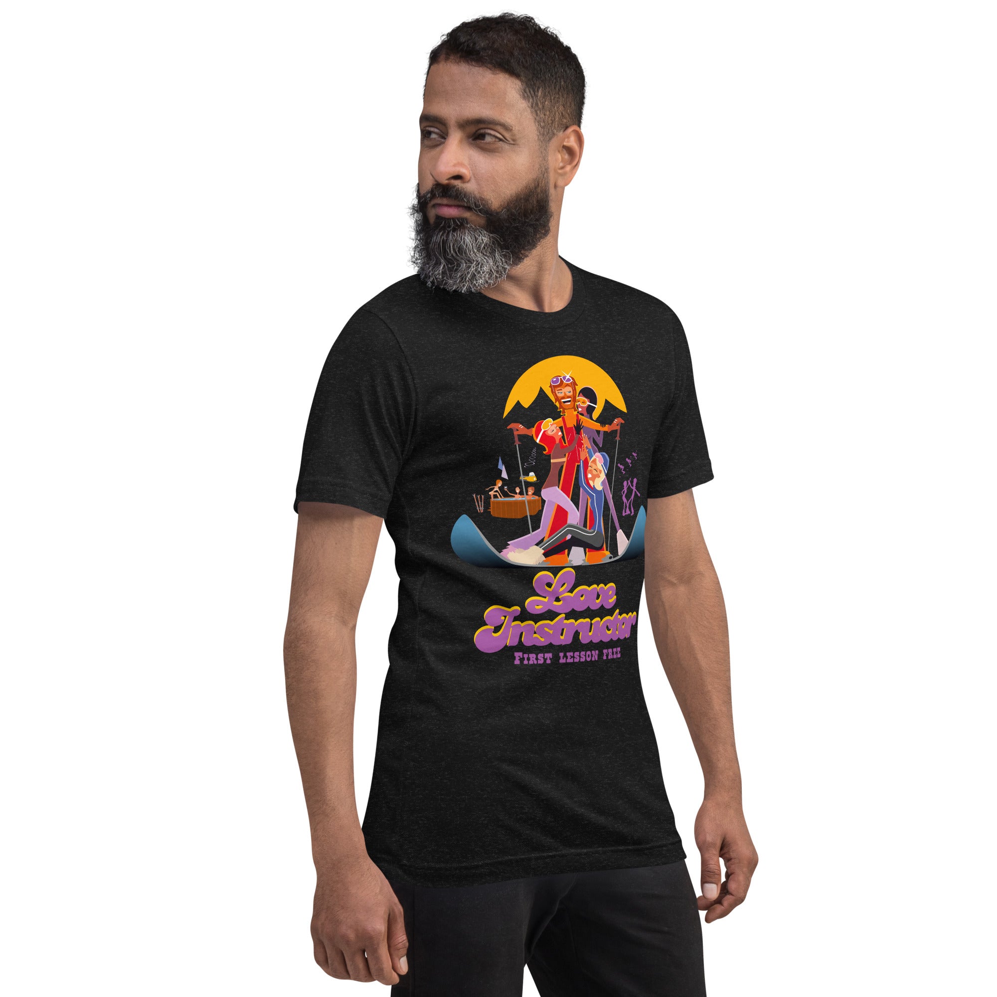 Unisex t-shirt Love instructor First lesson free on dark heather colors